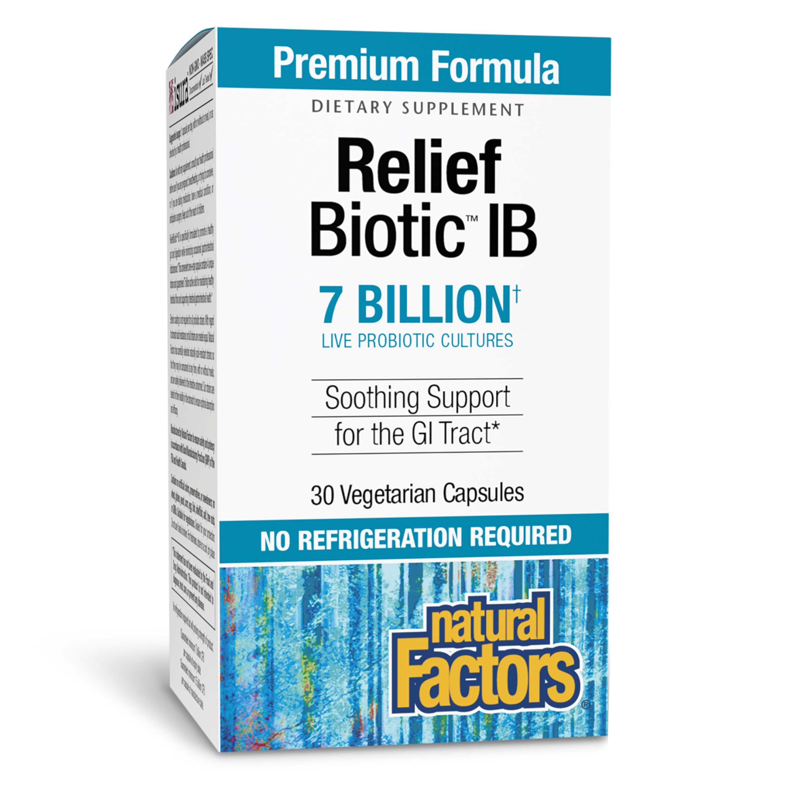 Natural Factors ReliefBiotic IB Probiotic 7 Billion CFU, 30 Veg Capsules
