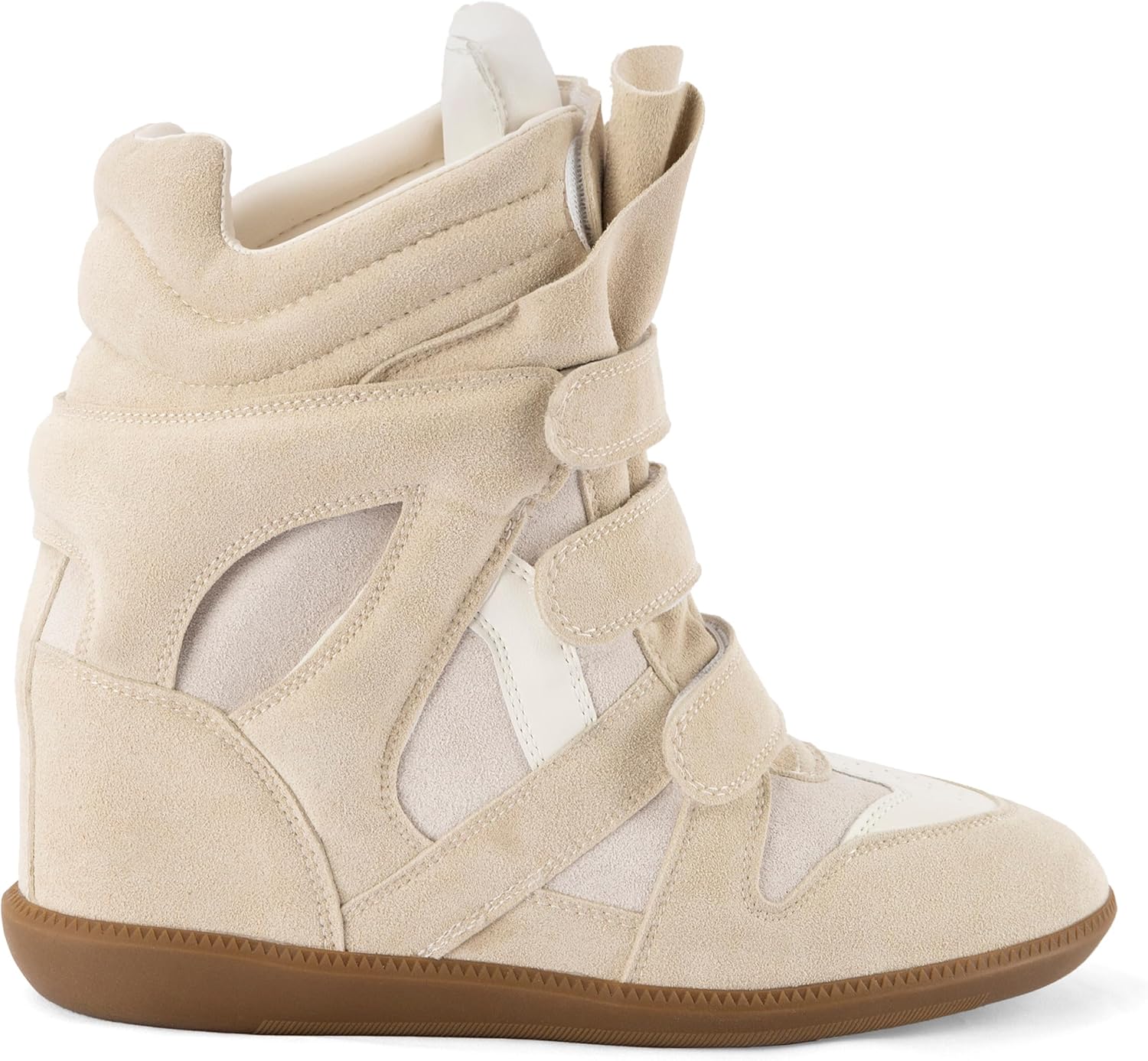 YRRXERSS Wedge Sneakers for Women Suede Tennis Shoes Hidden Wedges Round Toe Strappy High Top Sneakers Comfy Casual Walking Shoes