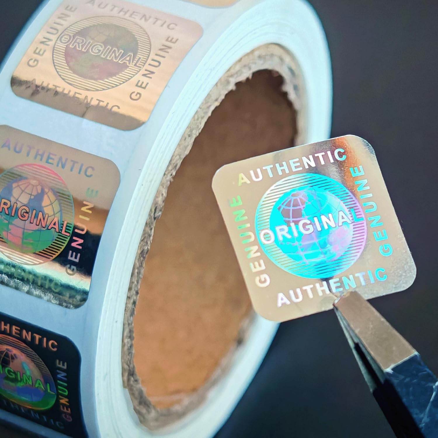 500pcs per roll Hologram Tamper Proof Stickers Original Genuine Product Seal Stickers Security Warranty Void Labels(0.6inch,Roll,Silver)