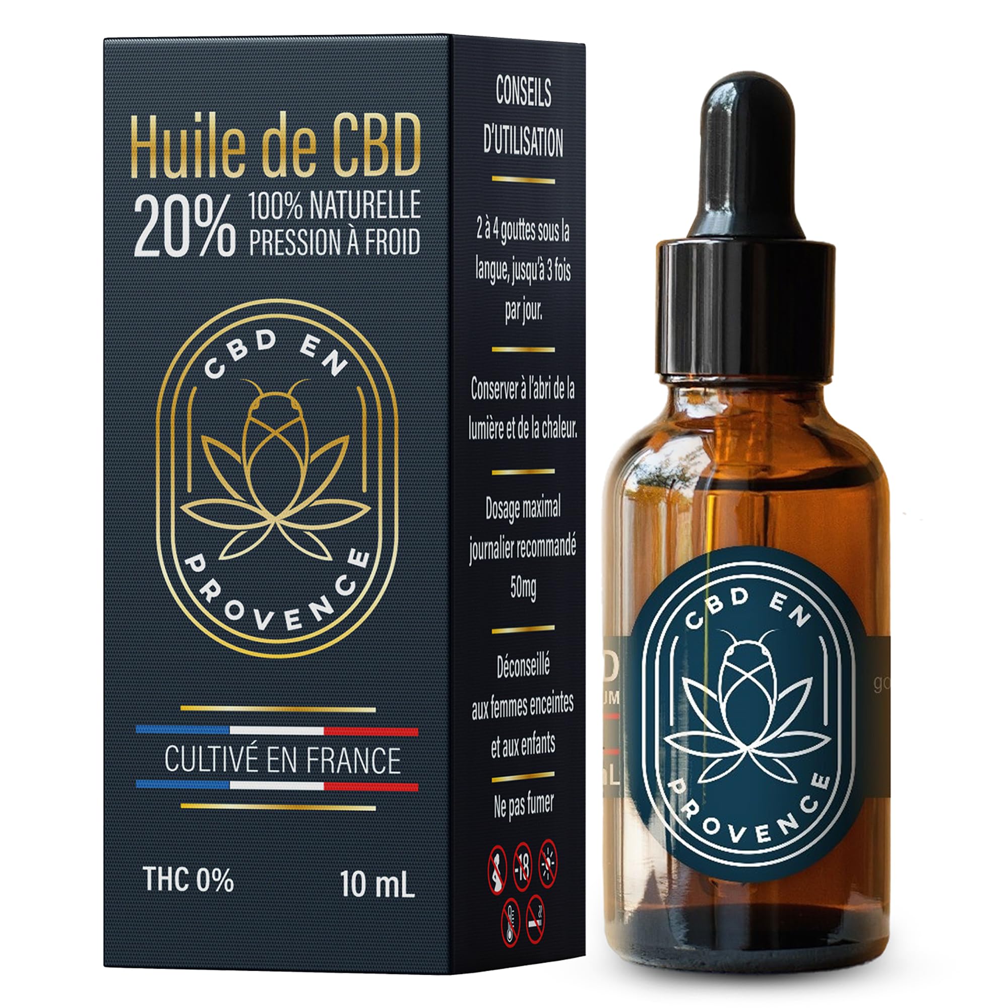Huile Premium 20% Pressée à Froid 10ml Fabriqué en France