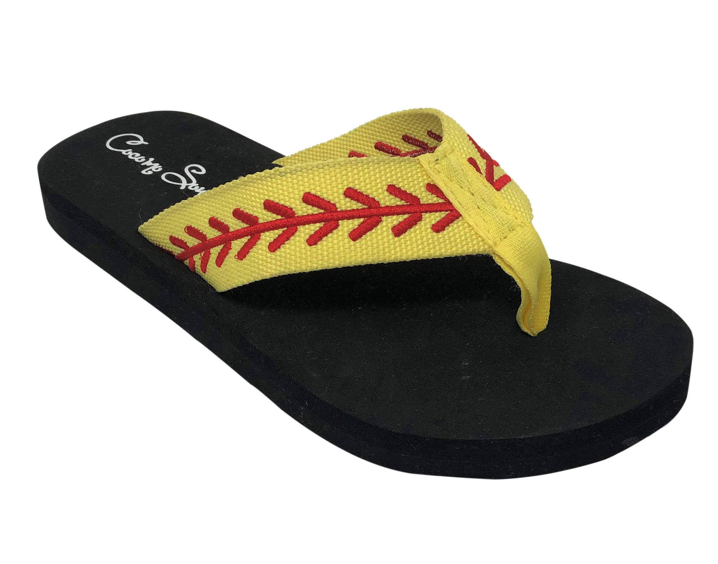 Cocomo Soul Softball Flip Flops Embroidered Softball Flip Flops Softball Slippers Softball Sandals Softball Flip Flops for Women