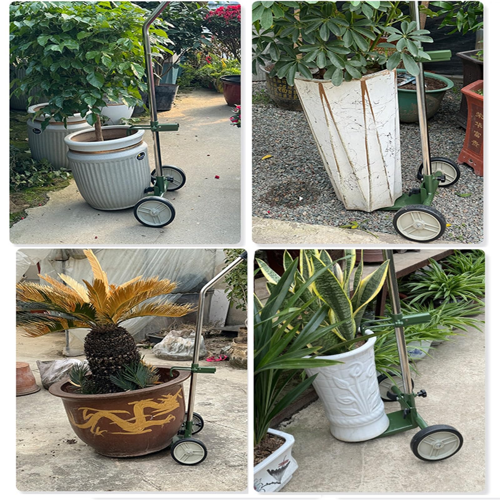 Chariot À Plantes avec Roues, Chariot Mobile for Pot De Fleurs en Alliage D'aluminium, Diable Portable avec Poignée Télescopique Et Deux Roues