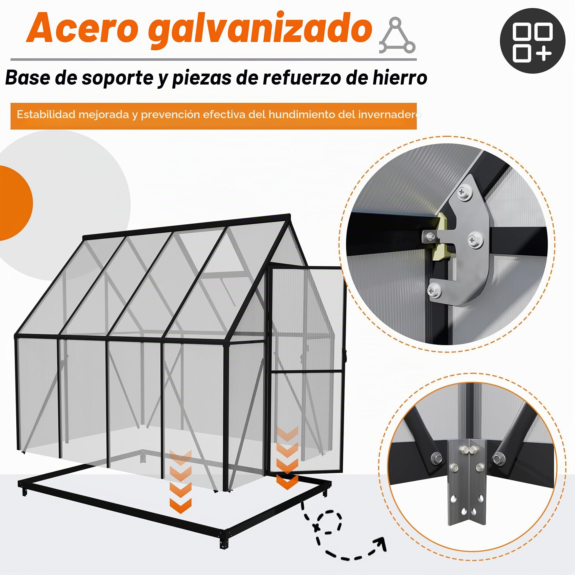 Aufun Invernadero Premium de aluminio, 4,14 m², invernadero de jardín con base de 6 cm y placa de policarbonato de 4 mm, invernadero, casa para tomates, caseta de jardín, resistente a los rayos UV