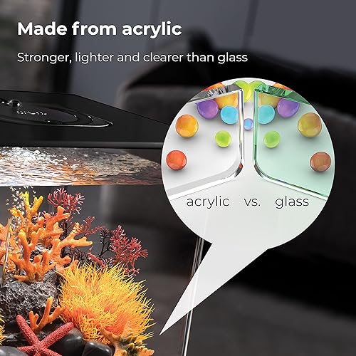 Miniatura 5 de biOrb Cube 30 acuario acrílico de 8 galones con luces LED multicolor controladas a distancia, tanque compacto moderno para exhibición de mesa, negro