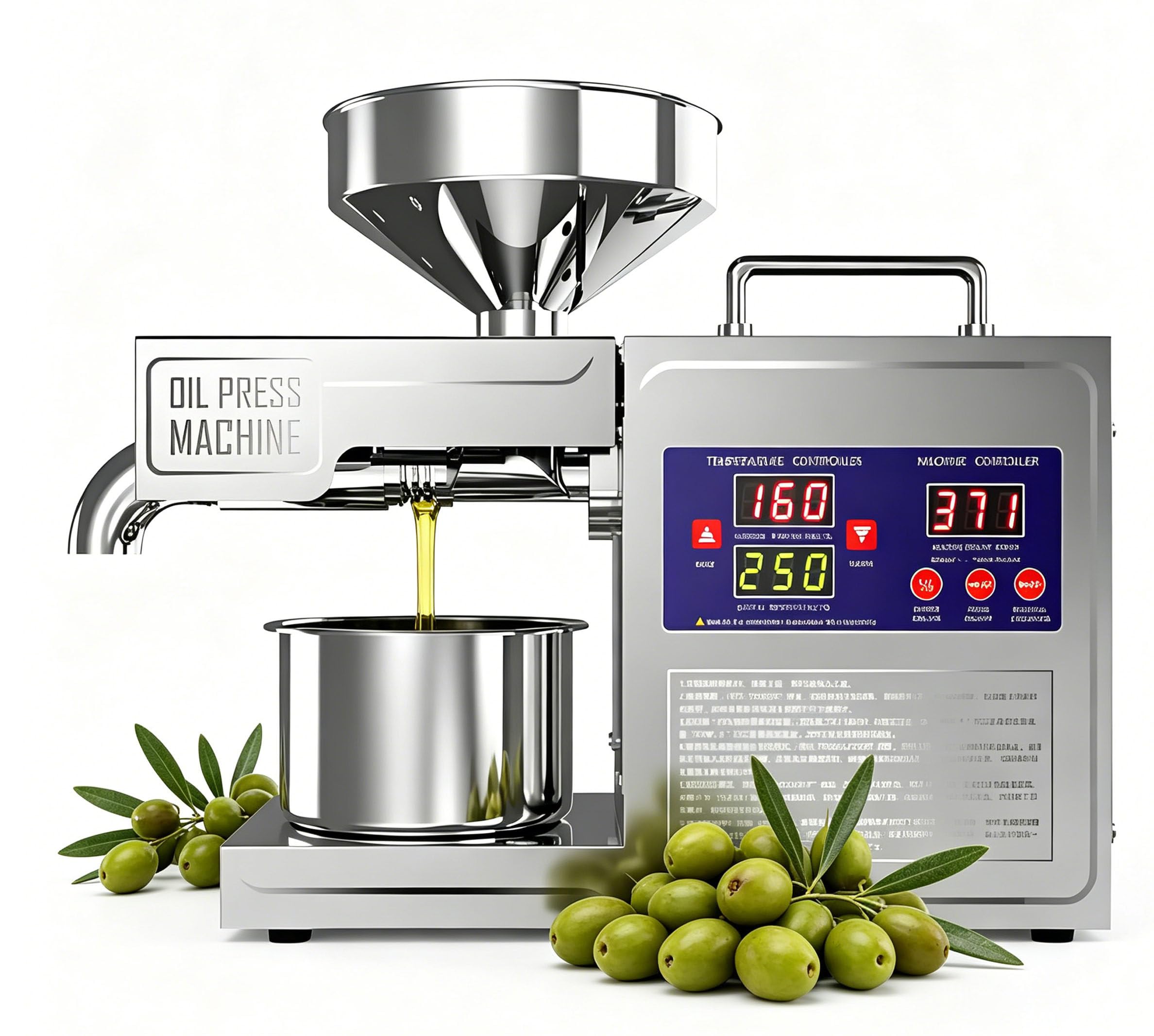 DUMIPME Home Commercial Oil Press Machine, Cold & Hot Press Oil Extractor, with Temperature Control for Various Seeds and Nuts