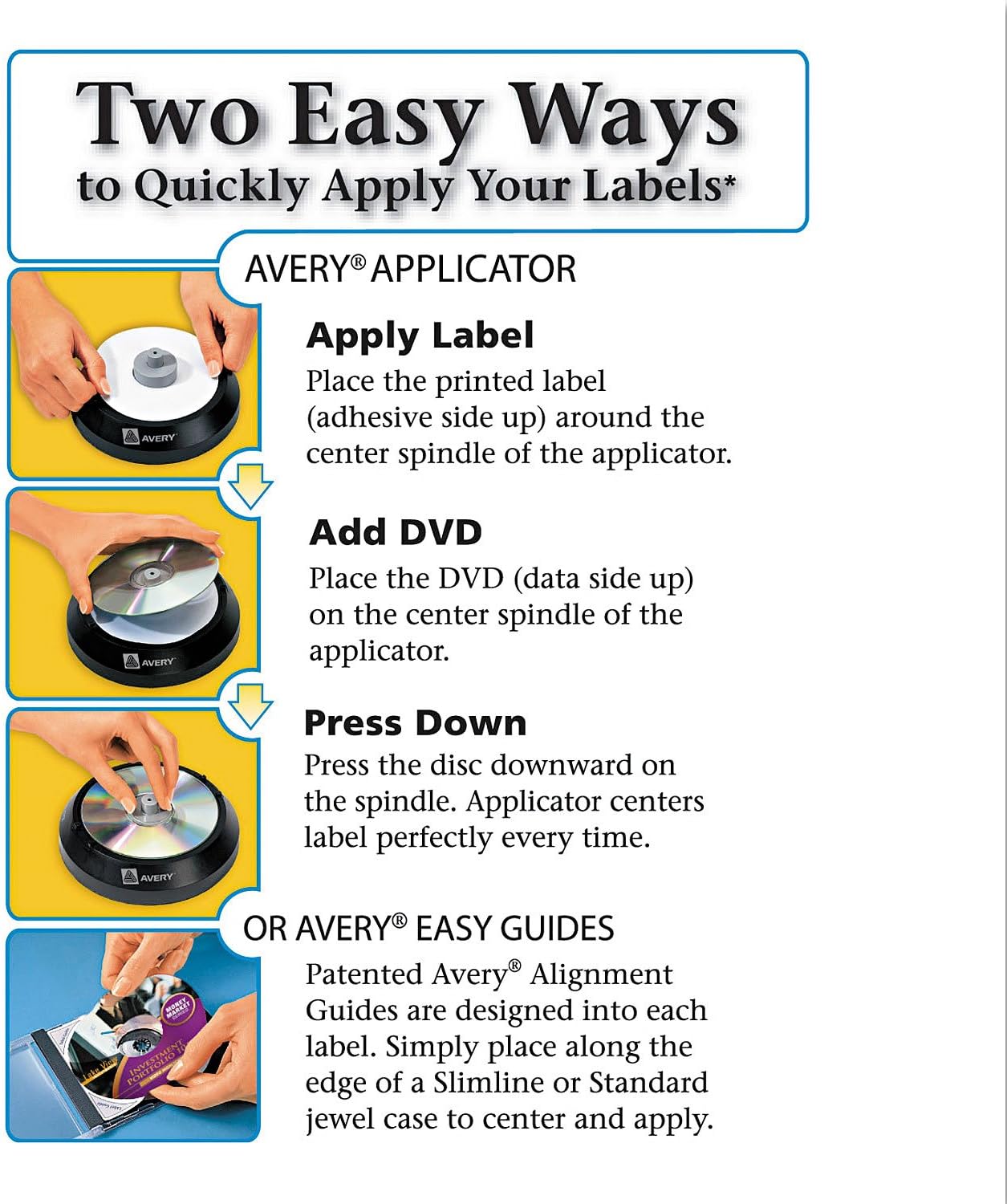 Avery 8962 DVD Inkjet Labels, 20 Sheet/2 Labels P/Sheet, Matte, White