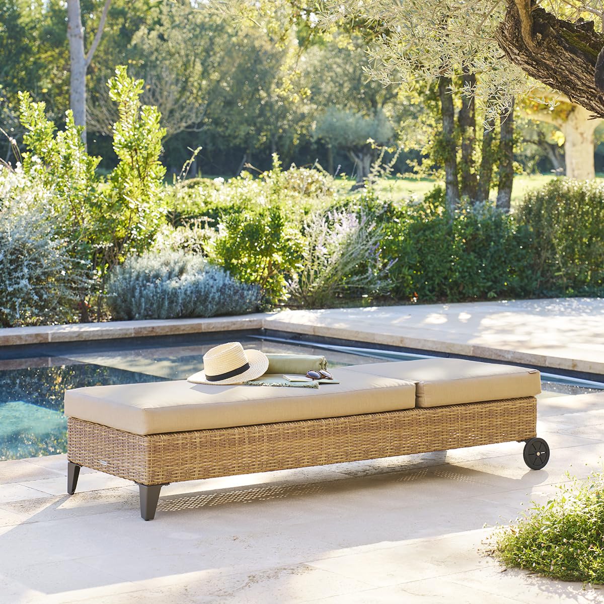 Hespéride - Lit de Piscine boali Savana Aluminium résine tressée et Polyester