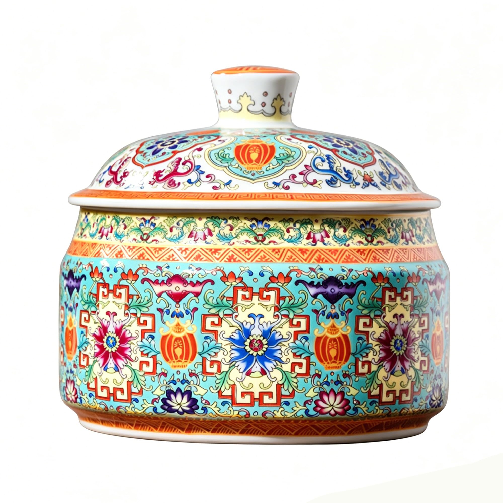 Ceramiczny Pojemnik Do Przechowywania Ryżu Szczelny Dozownik Zboża Domowe Wiaderko Na Ryż Cylindryczna Beczka Kuchenna(Blue,Medium)