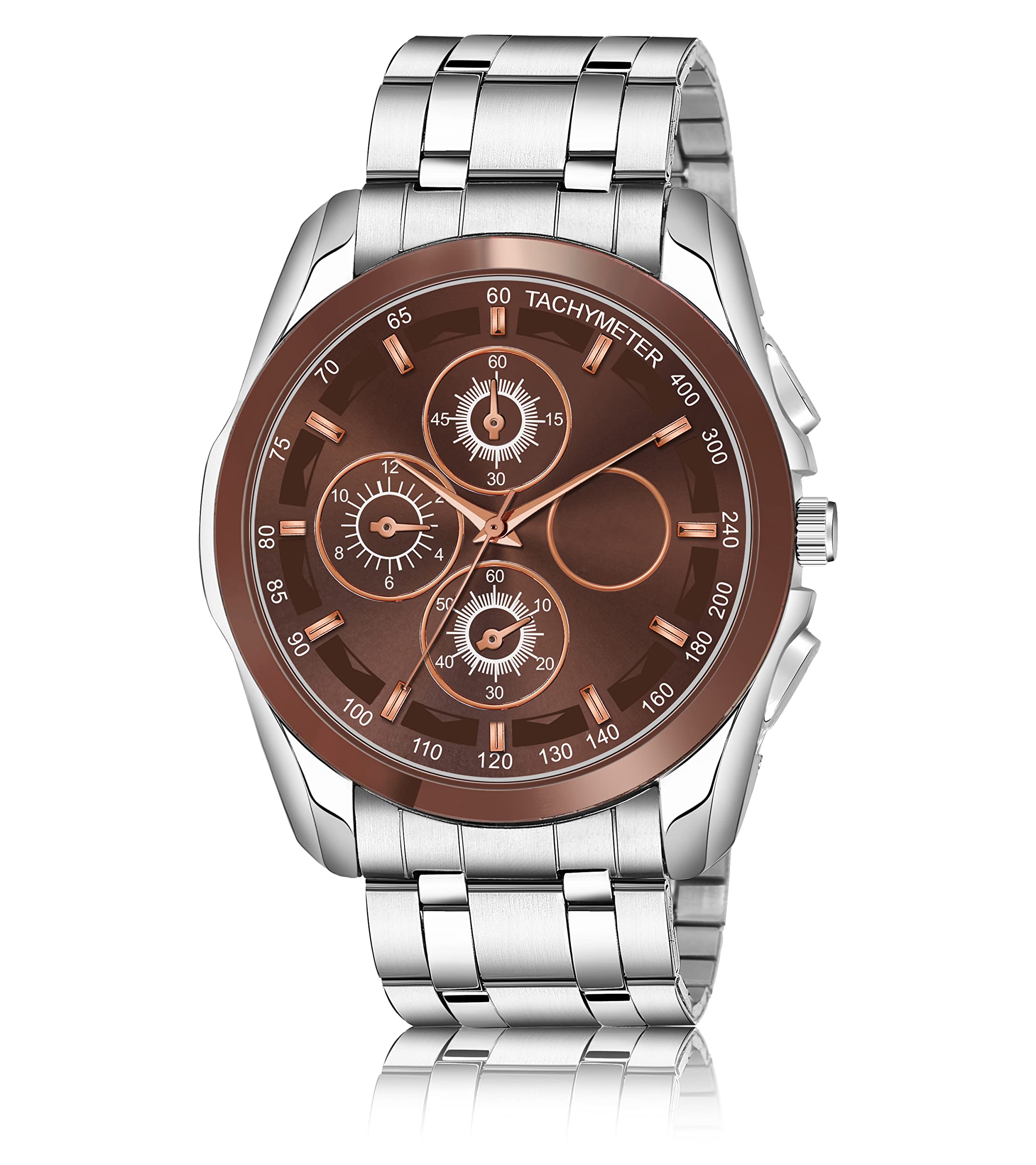 ROYAL ENTERPRISE Brown & Silver Dummy Chronograph Metal Analog Watch for Men RYL_ENT_LR116 (B0C2N7N2PD) Amazon Price History, Amazon Price Tracker
