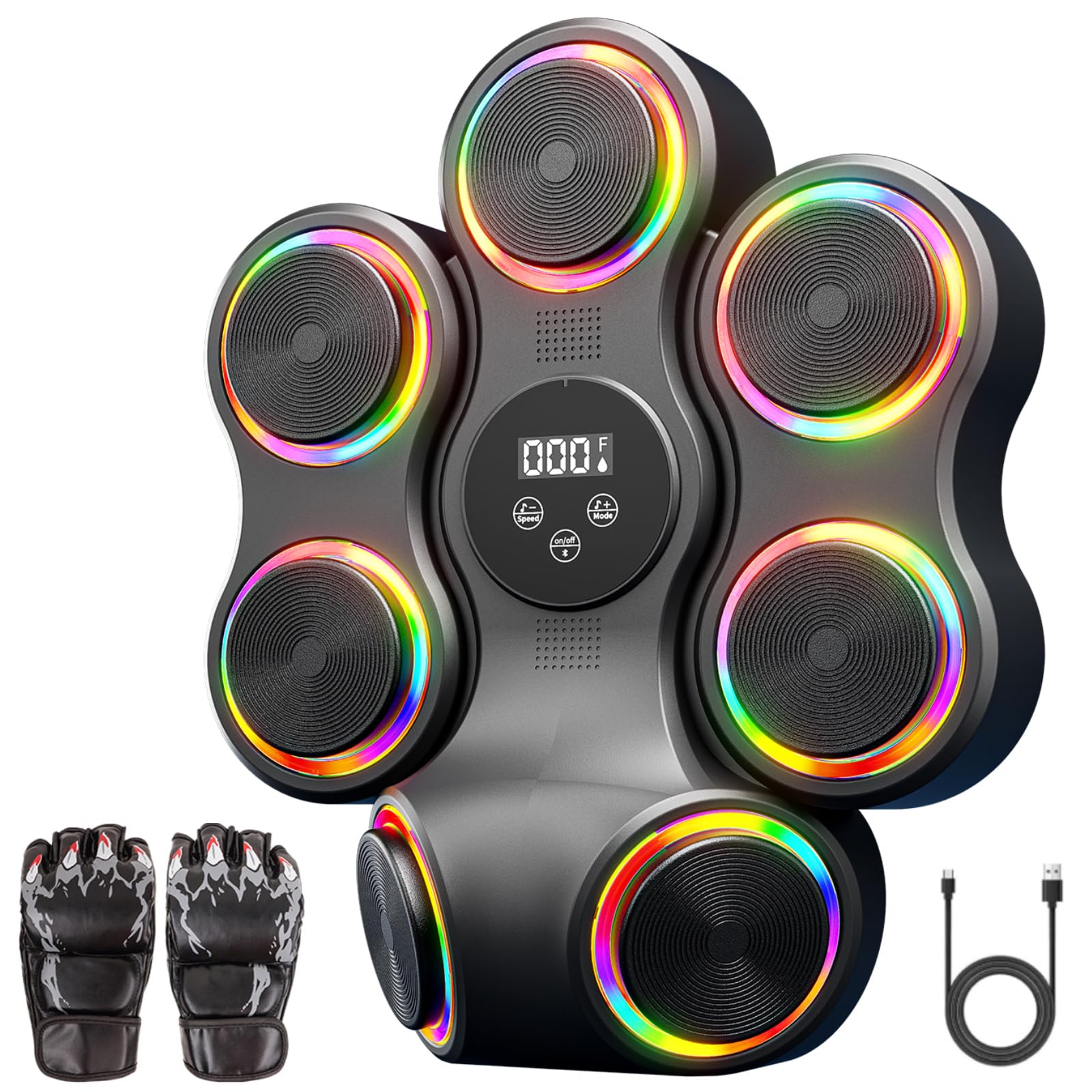 Macchina da boxe musicale, attrezzatura da palestra con guantoni da boxe, Smart Bluetooth, per adulti e bambini, bersaglio elettronico da boxe, fitness per casa, ufficio, palestra