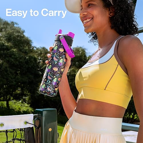 Miniatura 179 de ENCOOL Botella de agua aislada con popote, de acero inoxidable, a prueba de fugas, sin BPA, al vacío de doble pared que se mantiene fría durante 24