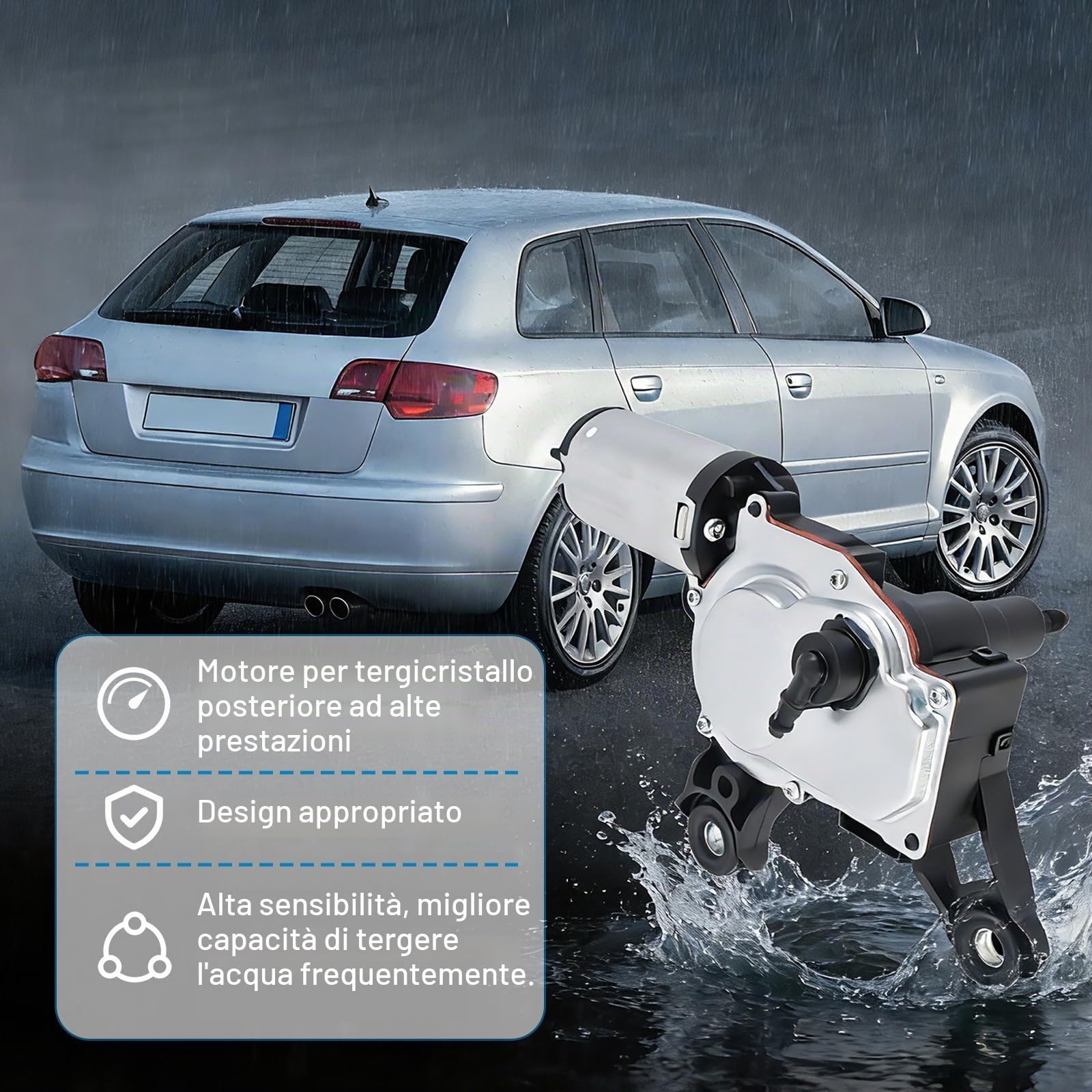 Motore tergicristallo lunotto Motore tergicristallo posteriore Compatibile con 2003-2018 A3 8P A4 A6 Q5 Q7 Ricambio per 8E9955711A 8E9955711E 8E9955711C