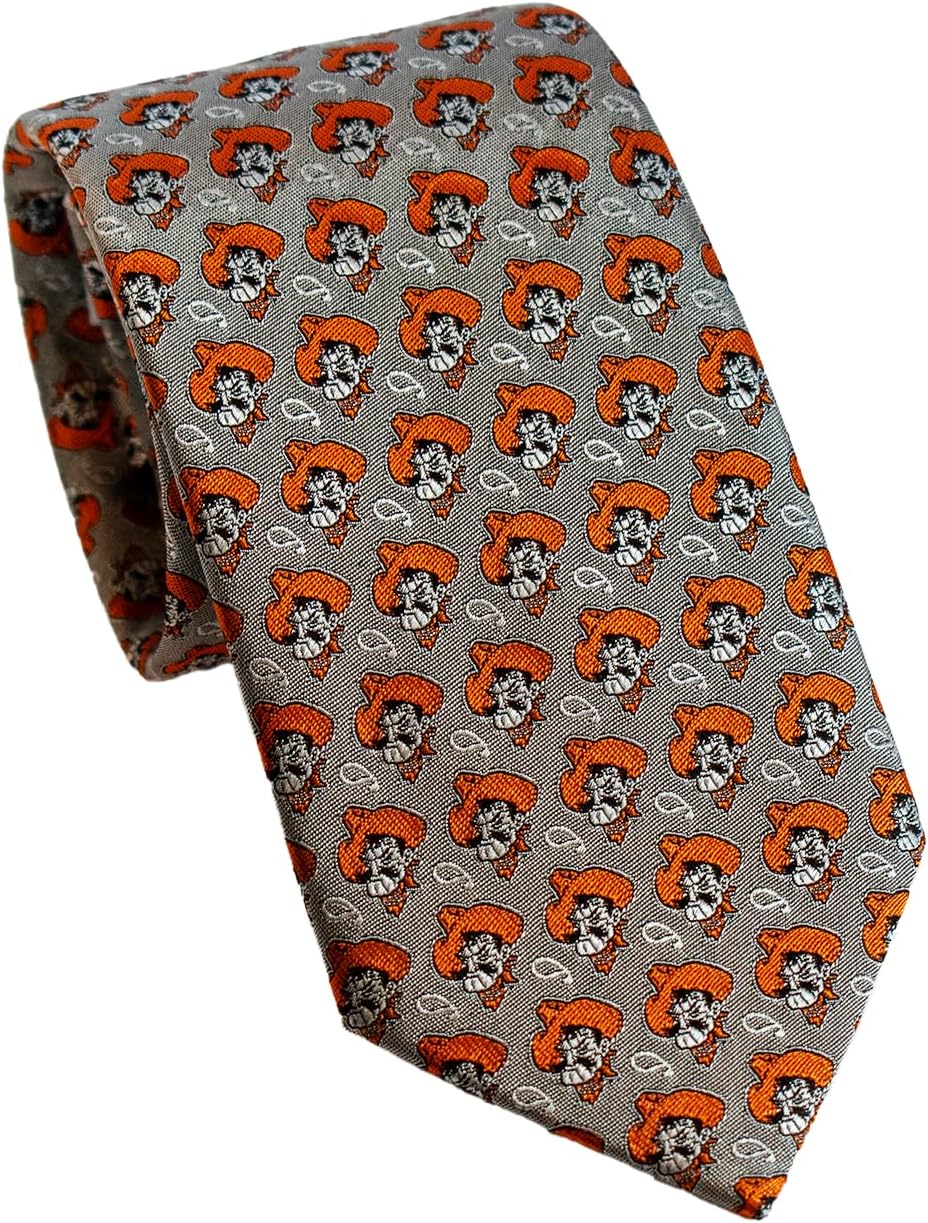William & Lauren Regular 100% Silk Oklahoma State University Pistol Pete Men’s Tie – Orange & Black Cowboys Necktie, Luxury Collegiate Accessory - Image 3