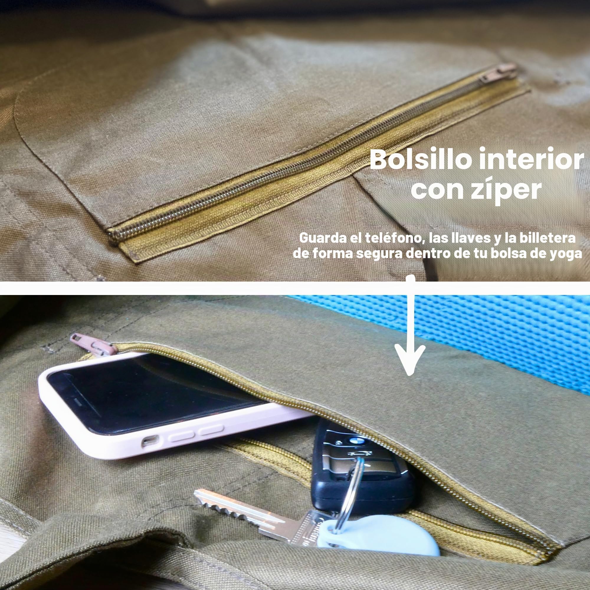 Yogiii Bolsa grande para Esterilla de Yoga, Bolsa grande para Esterilla de Yoga con Bolsillo Lateral