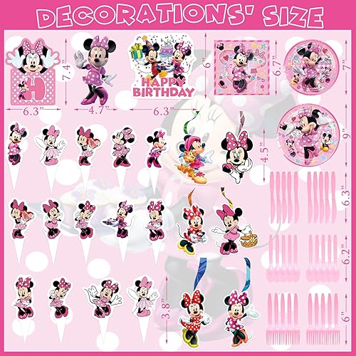 Vista 5 de Suministros de fiesta de cumpleaños de ratón, artículos de decoración de fiesta de cumpleaños de Minne con pancartas, telón de fondo, mantel