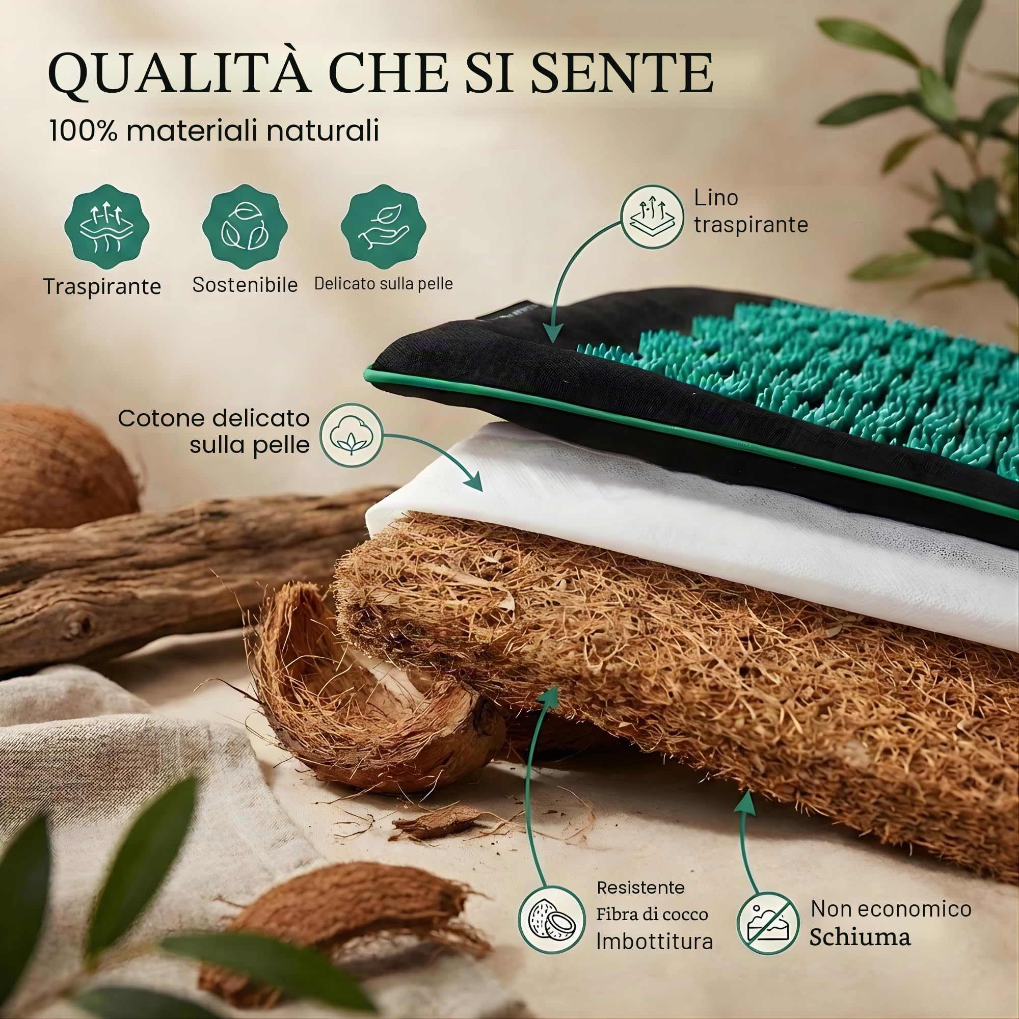 Set di tappetini per agopressione – Sandstone Edition | Allevia il mal di schiena, la tensione e lo stress | per collo e spalle | Massaggio, relax e sonno migliore – Scopri ora! (Nero)