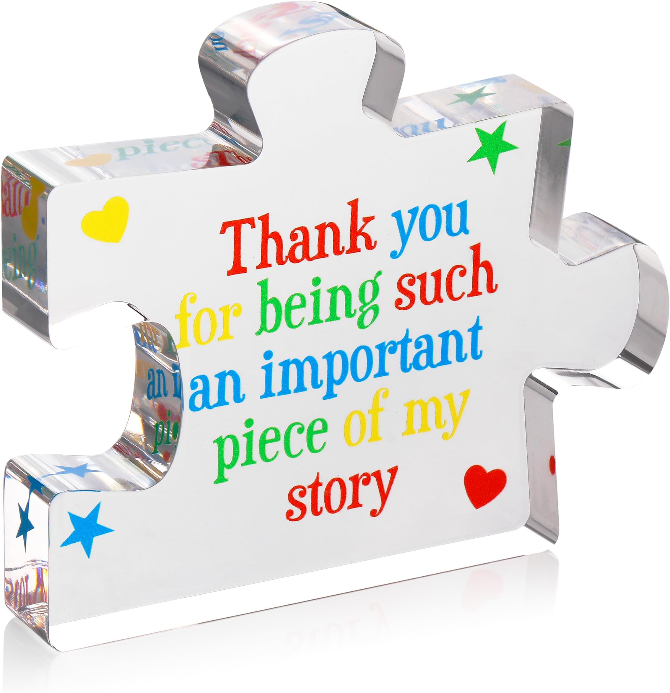 VELENTI Teacher Appreciation Gifts for Women, Men - Thank You Paperweight Acrylic Block Puzzle 3.35 x 2.76 inch - Heartwarming Teacher Gift - Cute Student Teacher Gifts - Novelty Daycare Teacher Gift