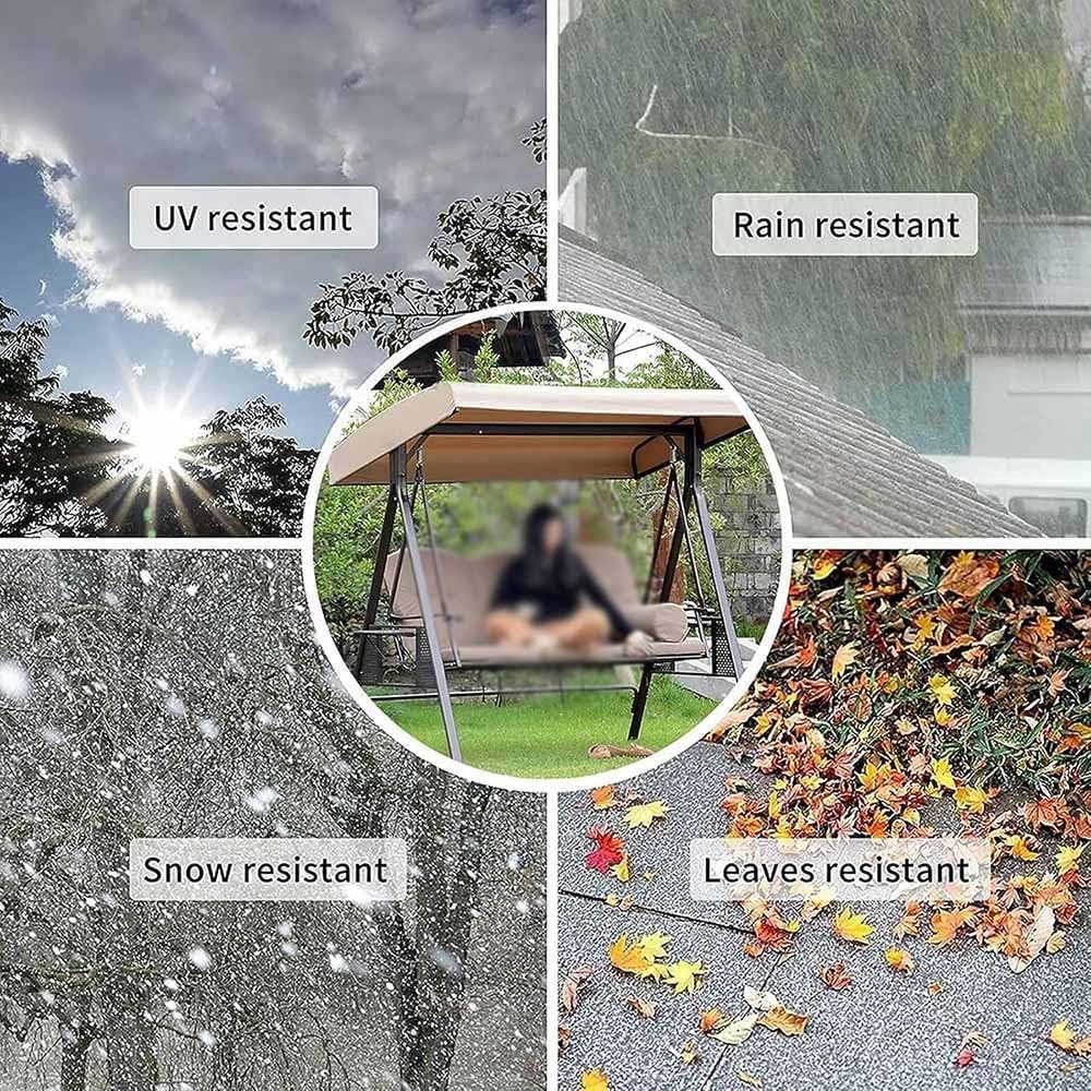 75''x 47'' 83''x 48'' Porch Swing Canopy Replacement Waterproof Top Cover for Patio Swing, Sun Shade Awning Cover Easy Install(Beige,83x48x9in)