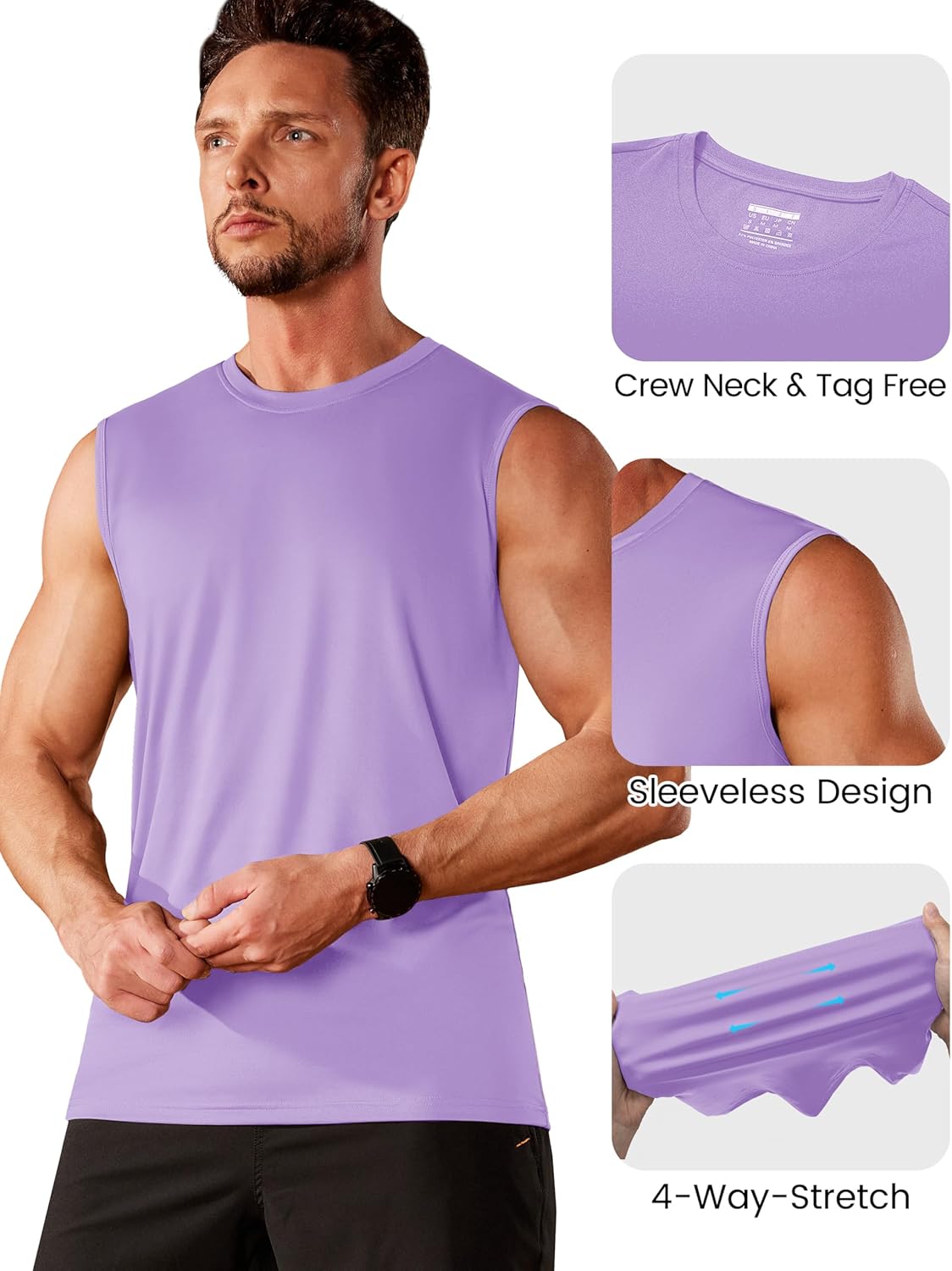 MAGCOMSEN Men's Sleeveless Shirts Quick Dry Tank Tops UPF 50+ Gym Muscle Workout Summer Beach Swim Shirt - Image 6