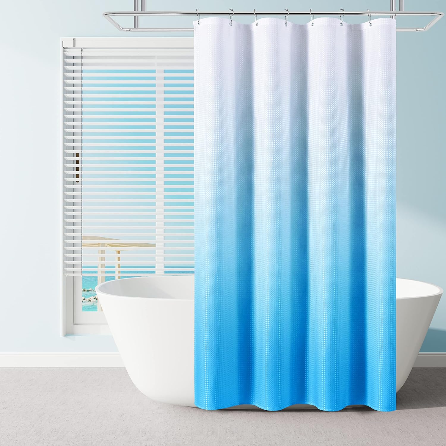 Textured Fabric Bath Shower Curtain, Polyester Ombre Shower Curtains for Bathroom
