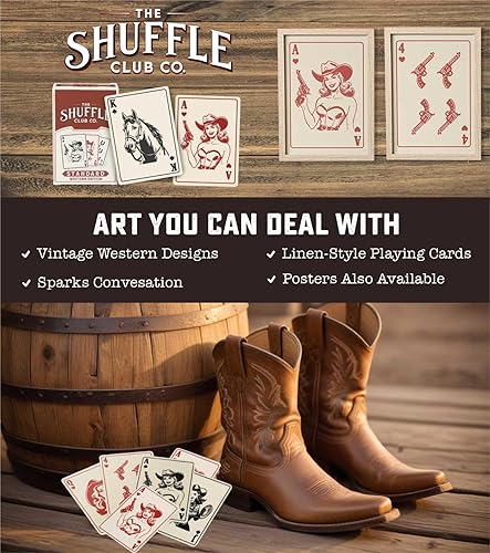 Miniatura 7 de Naipes occidentales  Arte del salvaje oeste ilustrado a mano  Vintage Cowboy Poker & Baraja de blackjack para coleccionistas