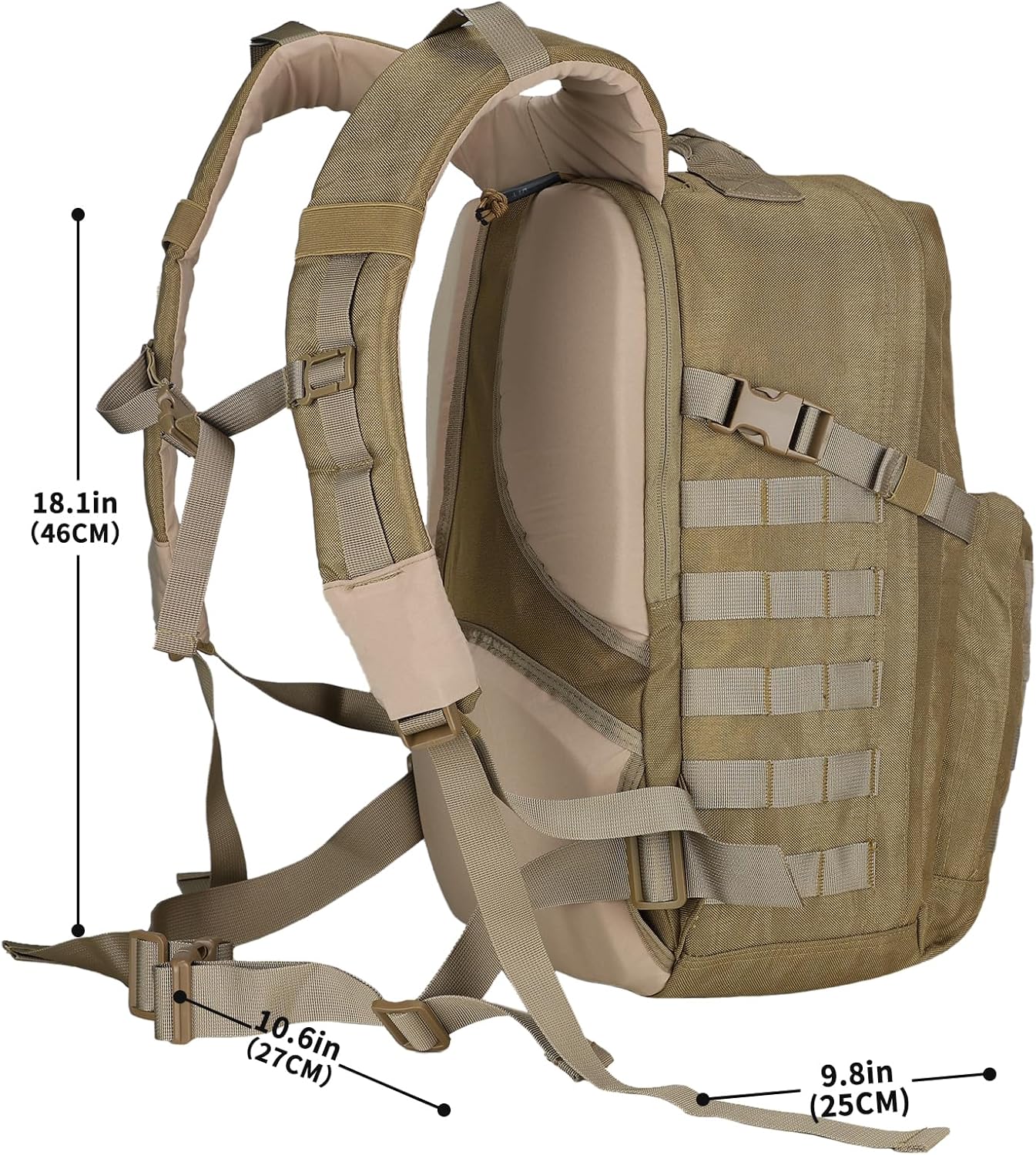 MGFLASHFORCE Molle Military Tactical Backpack for Men, 30L Daypack Army Rucksack Pack, Bug Out Bag, 15.6" Laptop Compartment (Coyote Brown) - Image 2