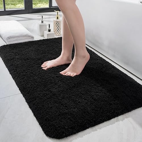 Miniatura 7 de LOCHAS Alfombra de baño de 24 x 17 pulgadas, de microfibra suave, gruesa y absorbente, lavable a máquina, alfombra de baño antideslizante de felpa
