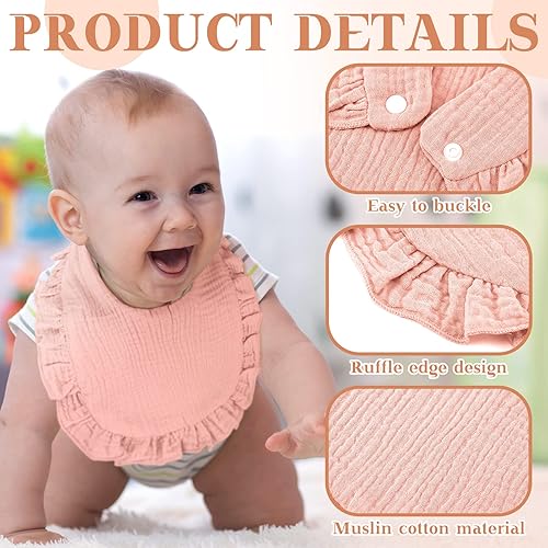 Miniatura 5 de Geyoga 12 baberos de muselina para bebé, baberos de dentición unisex, baberos ajustables para baba, baberos de tela de alimentación para bebés