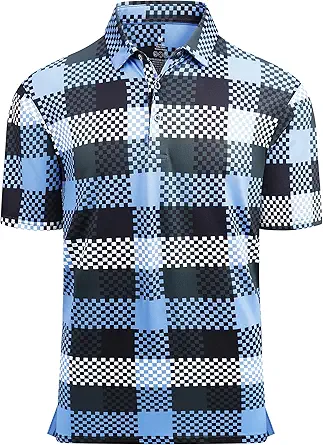 Alex Vando Mens Golf Shirt Moisture Wicking Quick-Dry Print Performance Polo Shirts for Men