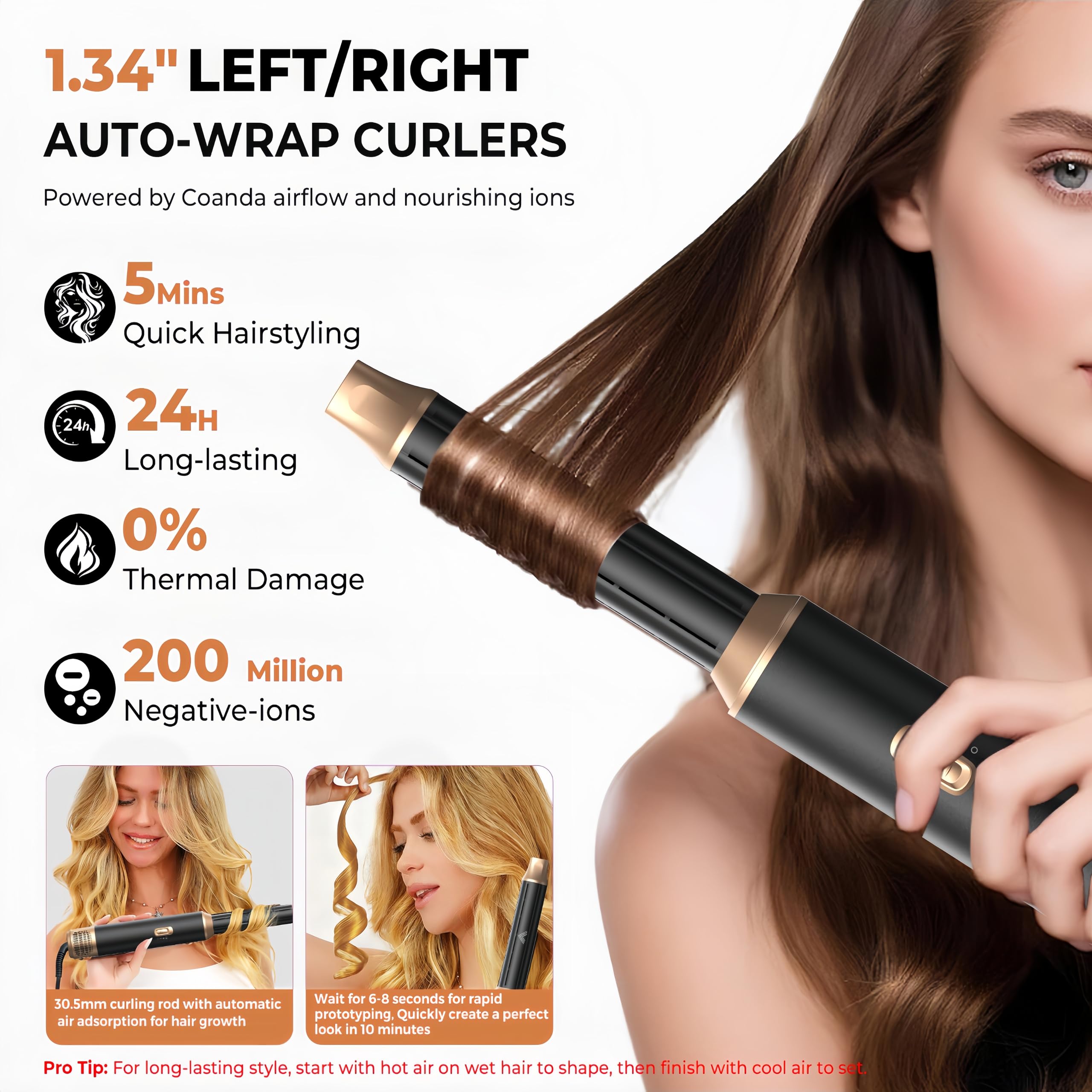 UKLISS Hair Styler 5 in 1 Airstyler Haarstyler Air Lockenstab | Föhn Glättbürste Multistyler Rundbürstenföhn Warmluftbürste Haarstyling Geräte Hair Dryer Geschenke für Frauen, Schwarz