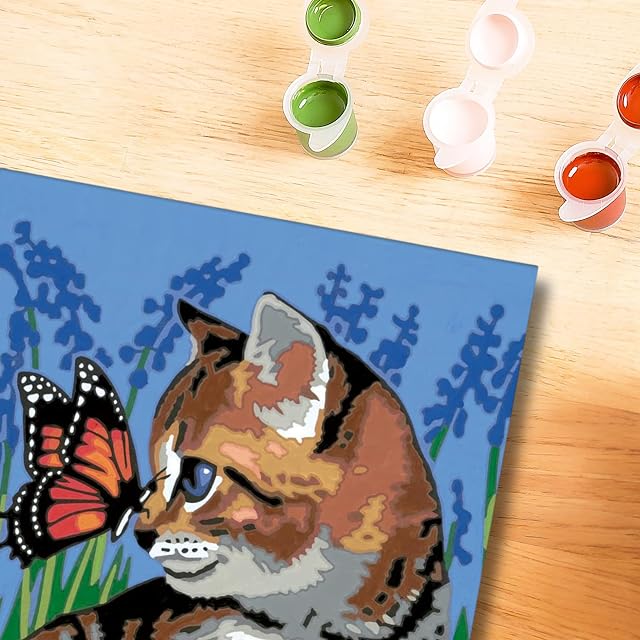 Foto 2 de 8 de Ravensburger - CreArt Gatito y Mariposa, Kit pintar números niños +9 años