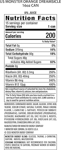 Miniatura 4 de Monster Energy Orange Dreamsicle, bebida energética, 16 onzas (paquete de 15)