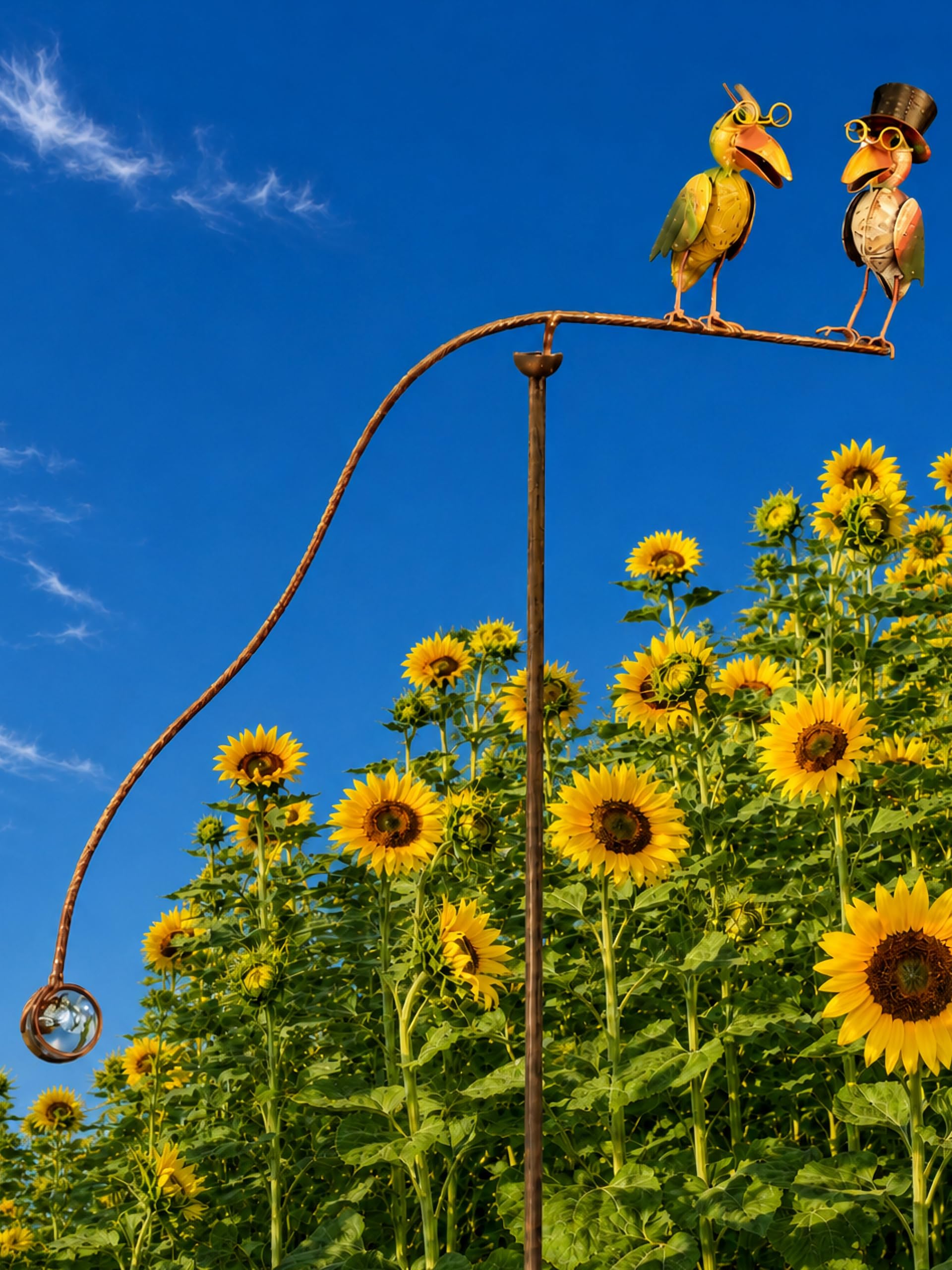 Pommerntraum ®| Windspiel Gartenpendel Metallwindspiel Vogel Vögel Raben | Vogelwippe Gartenwippe Vögelchen Rabenstecker Vogelwindspiel Gartenstecker Gartendeko Terrassendeko PROF. DR. RABE + GATTIN
