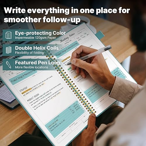 Miniatura 4 de Meeting Notebook for Work with Action Items Project Planner Notebook for Note Taking Office Business Meeting Notes Agenda Organizer for Men  Women