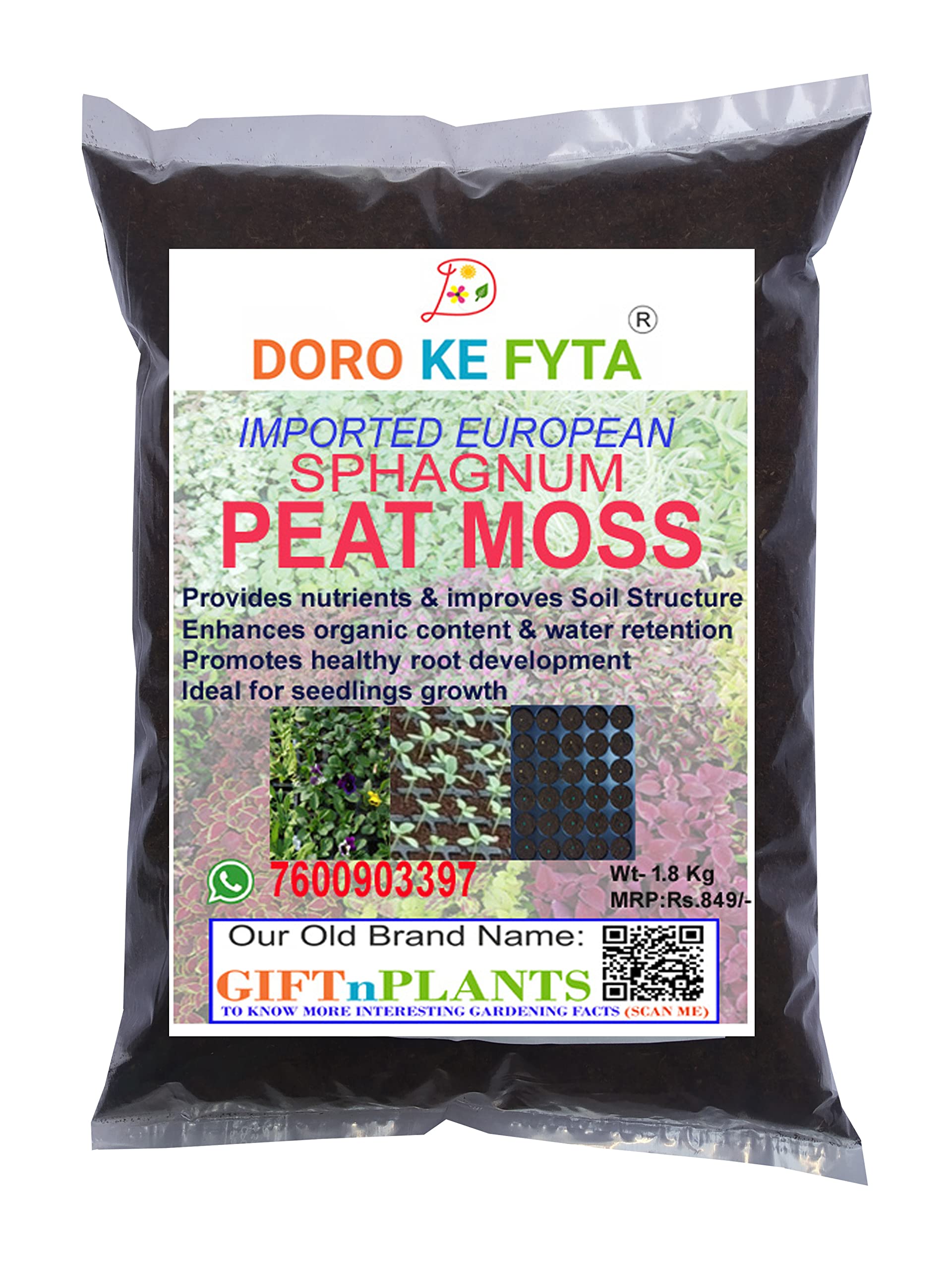 Sphagnum Peat Moss (1.8 Kg) for Seed Germination Media of Plants, Used for Soil Improvement of Plants, Natural and Organic Media-image-0