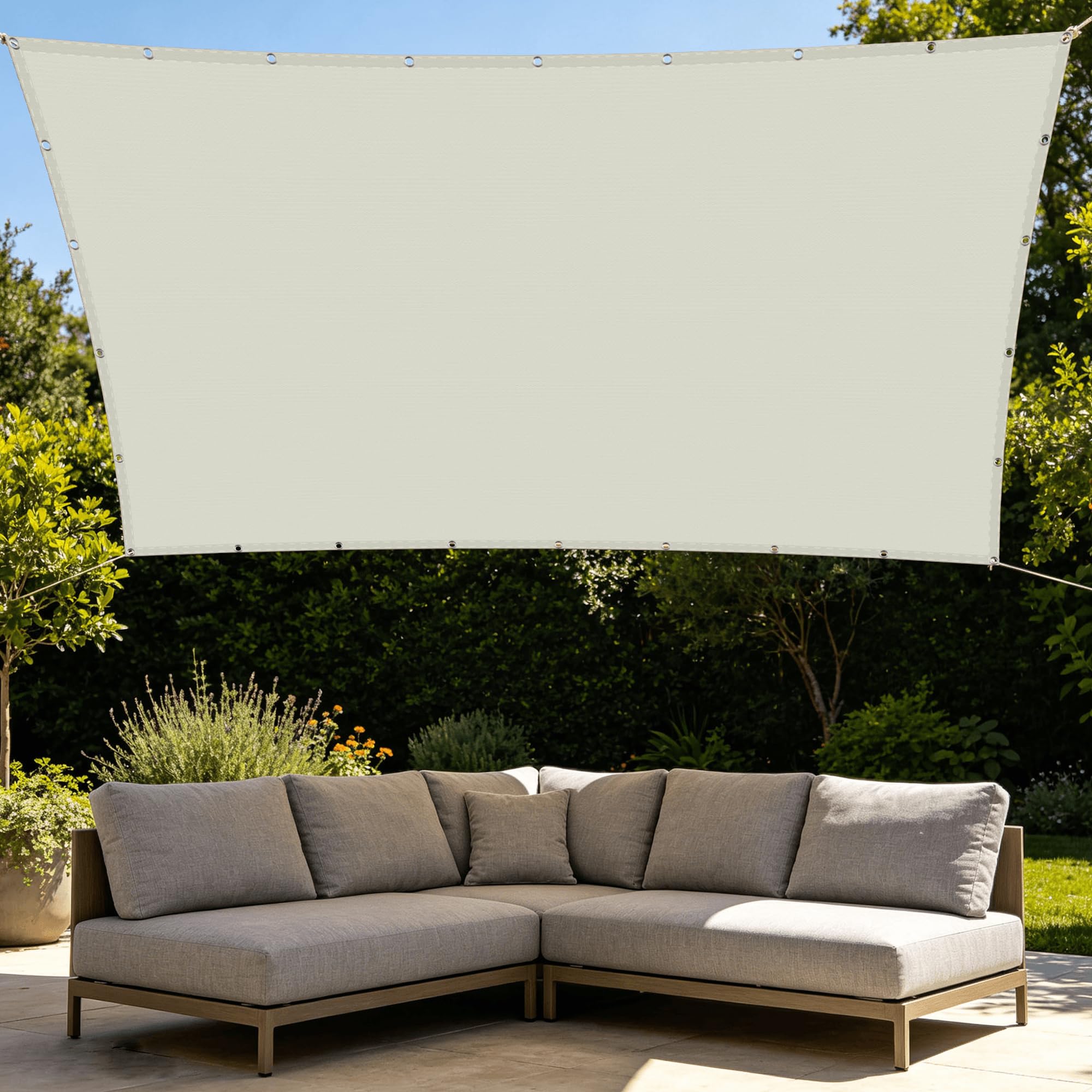 Toile d'ombrage rectangulaire anti-UV et respirante pour terrasse et piscine