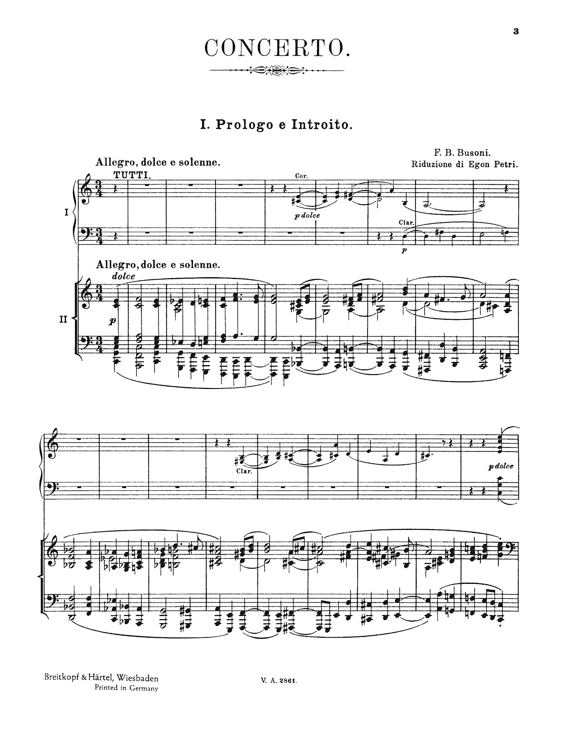 Concerto op. 39 Busoni-Verz. 247 - Ausgabe für 2 Klaviere mit erweiterter Kadenz zum vierten Satz (EB 2861 )