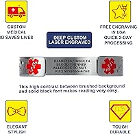 Vista 2 de Divoti Pulseras de alerta médica grabadas personalizadas para mujer, pulsera médica de acero inoxidable, pulsera de identificación médica