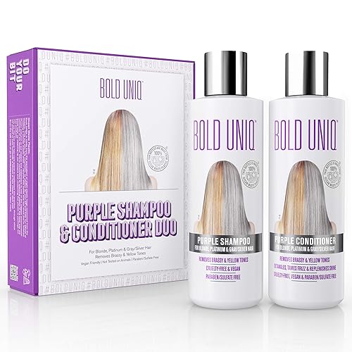 ChampĂş y acondicionador morado para cabello rubio Elimina tonos amarillos latosos Para rubio platino ceniza plata y grises Hidrata el cabello seco y ChampĂş y acondicionador morado para cabello rubio Elimina tonos amarillos latosos Para rubio platino ceniza plata y grises Hidrata el cabello seco y