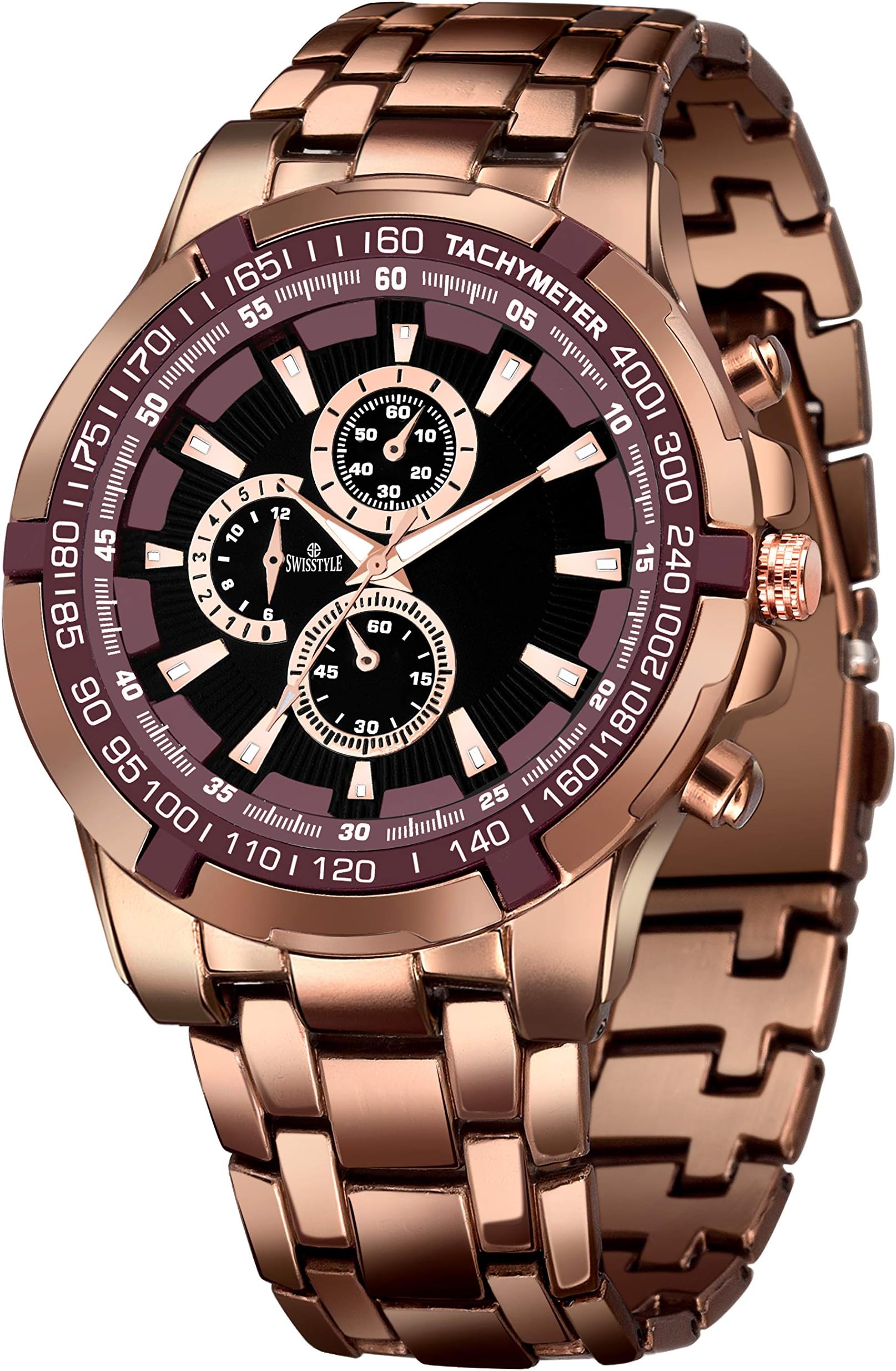Black Chain Chrono Look Analog Watch for Men