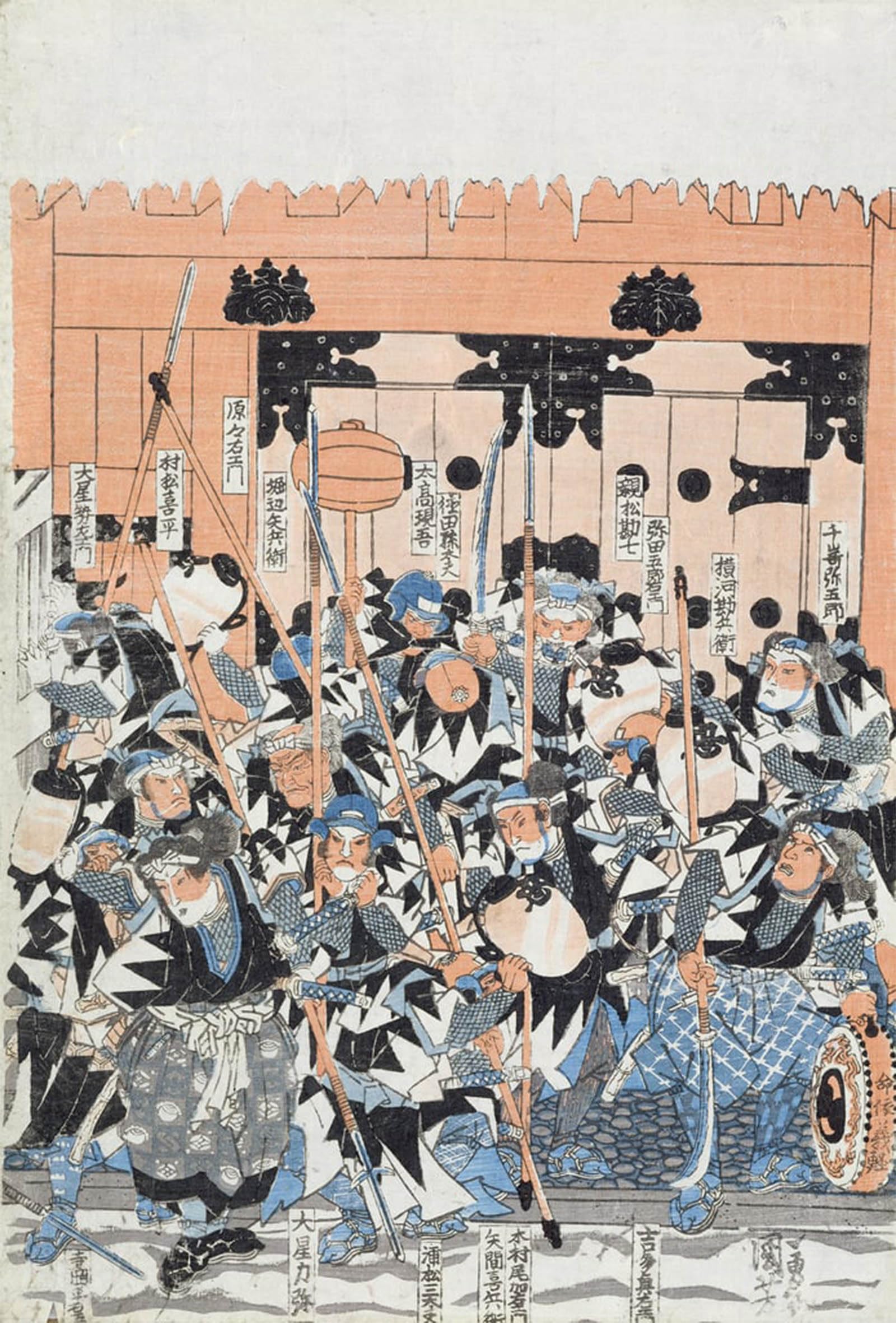 ARTXLXXBN Famous Prints Artwork Pictures Poster Painting Art Ronin Attacking the Kiras Gate by Utagawa Kuniyoshi Artwork Landscape Pictures for Home Decor 60x90cm