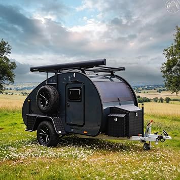 TIANHONG Teardrop Camper Trailers, Compact RV Camper, Sleeping Cabin Trailer, Rear Kitchen Camper, Towable Teardrop Trailer for Camping & Road Trips