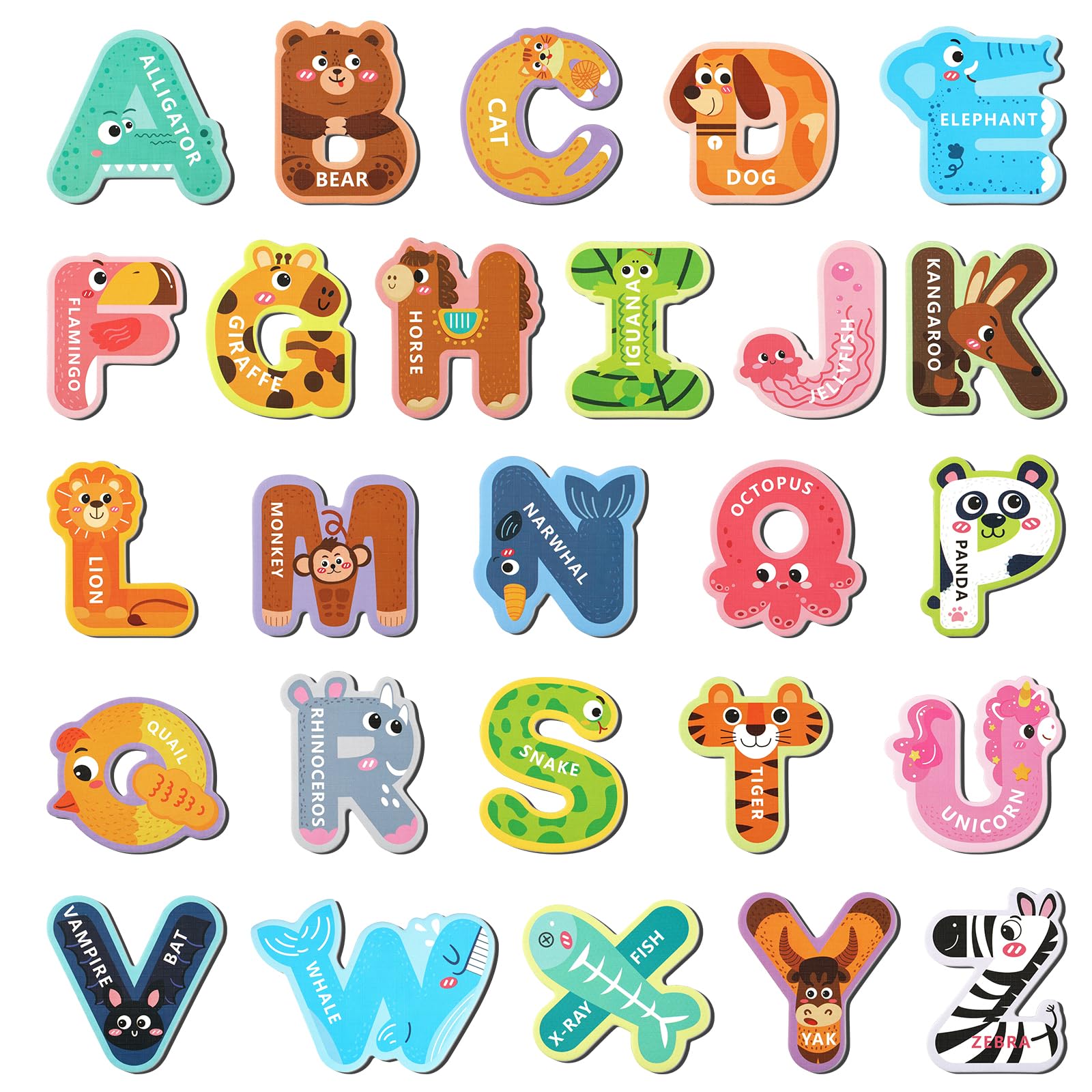 Magnetic Letters, 26 Animal Alphabet Magnets, Fun Preschool Learning Toy, Large Fridge Magnets for Spelling Games, Ideal Educational Gift for Toddlers (Uppercase Letter)