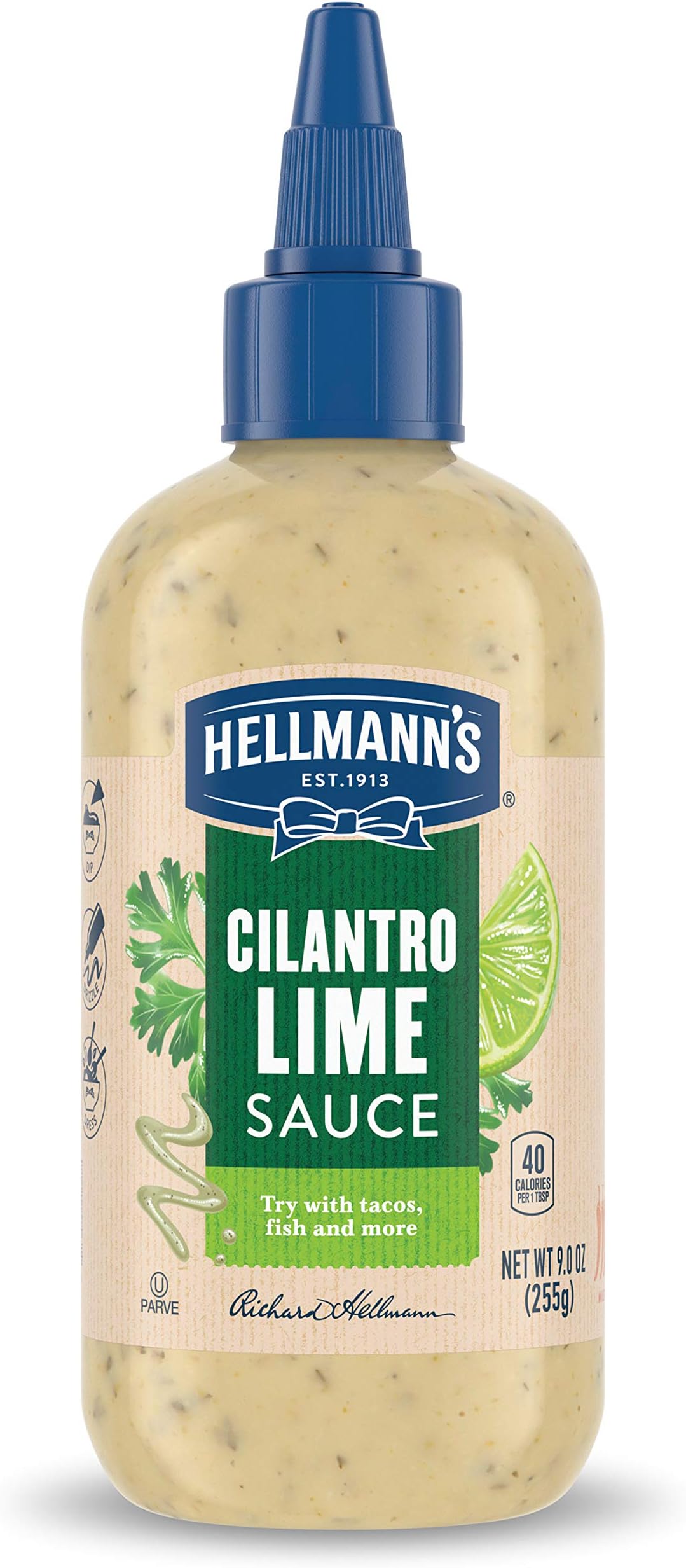 Hellmann's Sauce for A Refreshing Condiment, Dip and Dressing Cilantro Lime Gluten Free, Dairy Free, No Artificial Flavors, No High-Fructose Corn Syrup 9 oz
