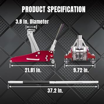 Big RED 1.5 Ton Floor Jack,Aluminum and Steel Hydraulic Low Profile Car Jack with Dual Piston Quick Lift Pump,Lightweight Racing Floor Jack for Vehicle,3,000 lb Capacity,Red,TAM815016LR