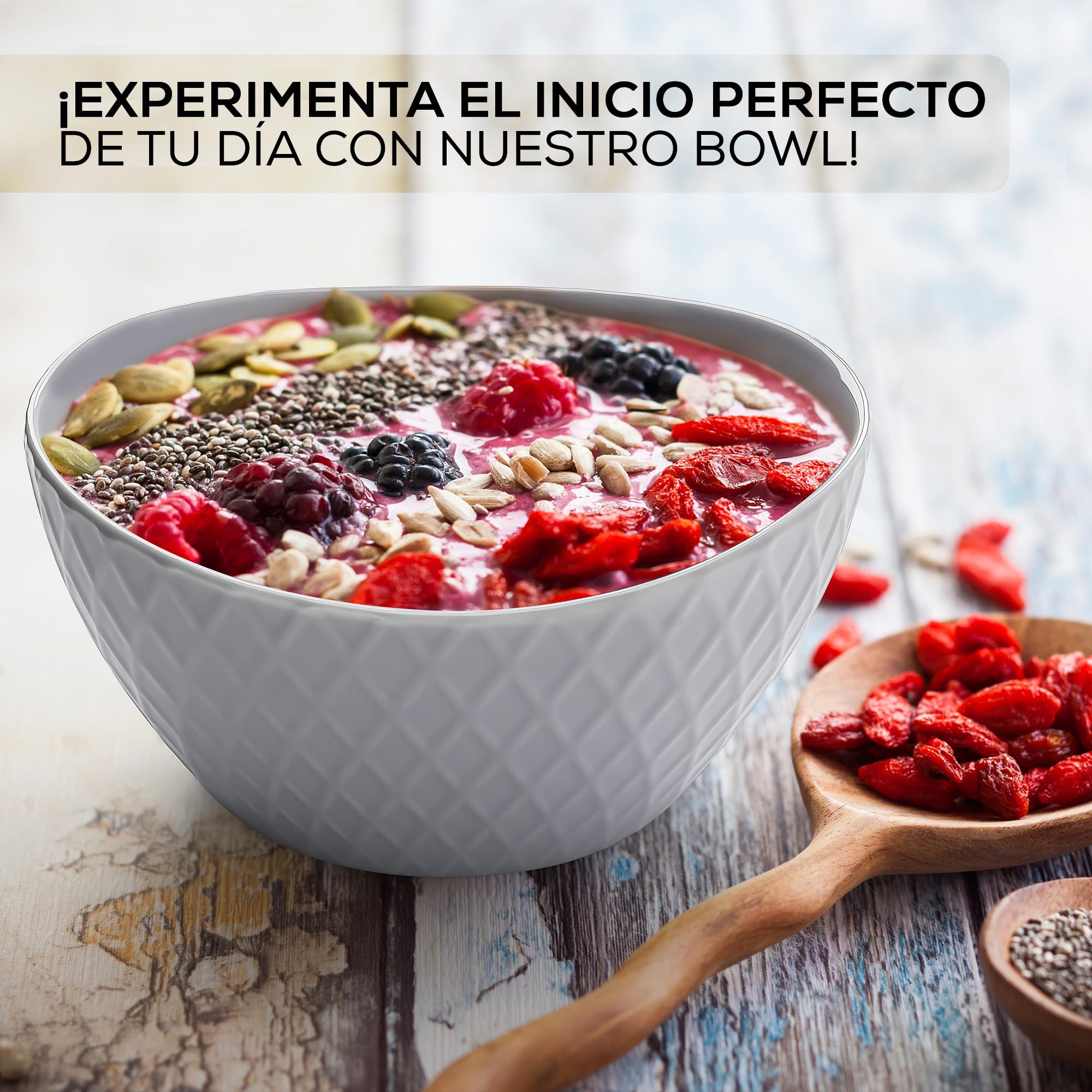 MIAMIO - 6 x 27 onzas - Juego de tazones y cuencos para cereales - Cuencos modernos mate - Colección Palmanova (azul)