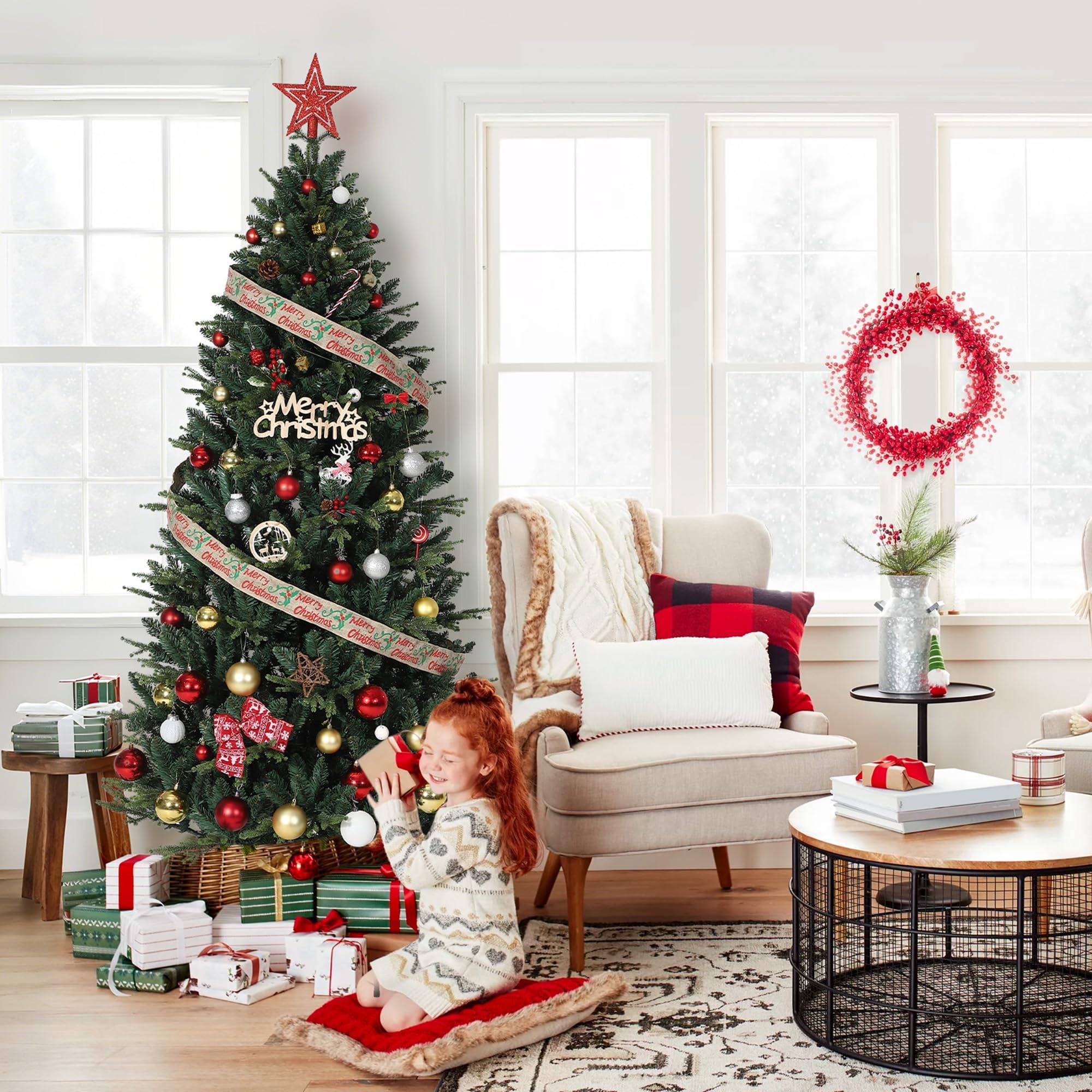 Zstar hochwertig künstlicher Weihnachtsbaum – 150 cm Nordfichte, dicht, aus PE/PVC, innovatives Schirmsystem, langlebig & nadelfrei, perfekte Dekoration – 5FT (Europe)