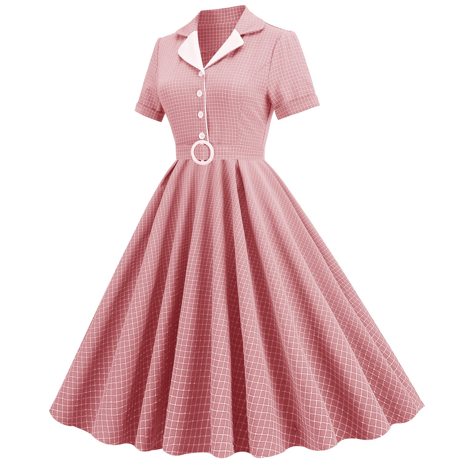 Vestido de cóctel Vintage con Cuello en V y Solapa de Muesca para Mujer, Estilo Rockabilly, Vestido de Noche con Bolsillos y Botones de los años 50 y 60