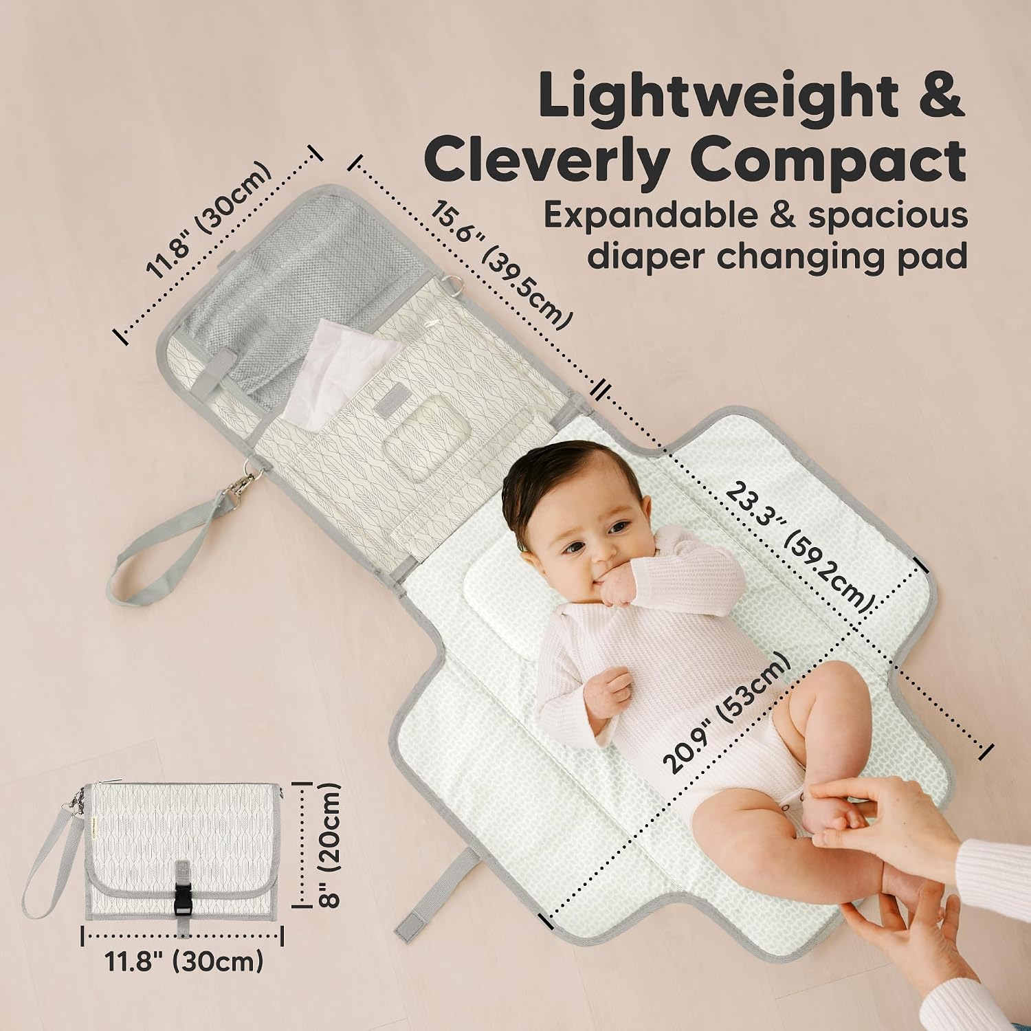 KeaBabies Portable Diaper Changing Pad, Wipeable Baby Changing Mat (Prism) image 3