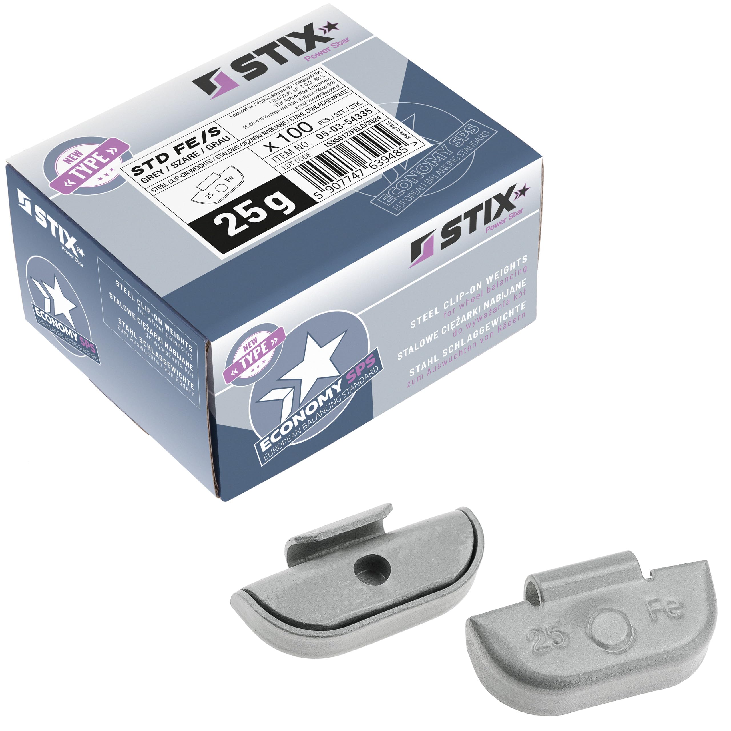 Stix 100 Masses d’équilibrage 25g en Acier FE/S pour Jantes Acier (2,5kg)